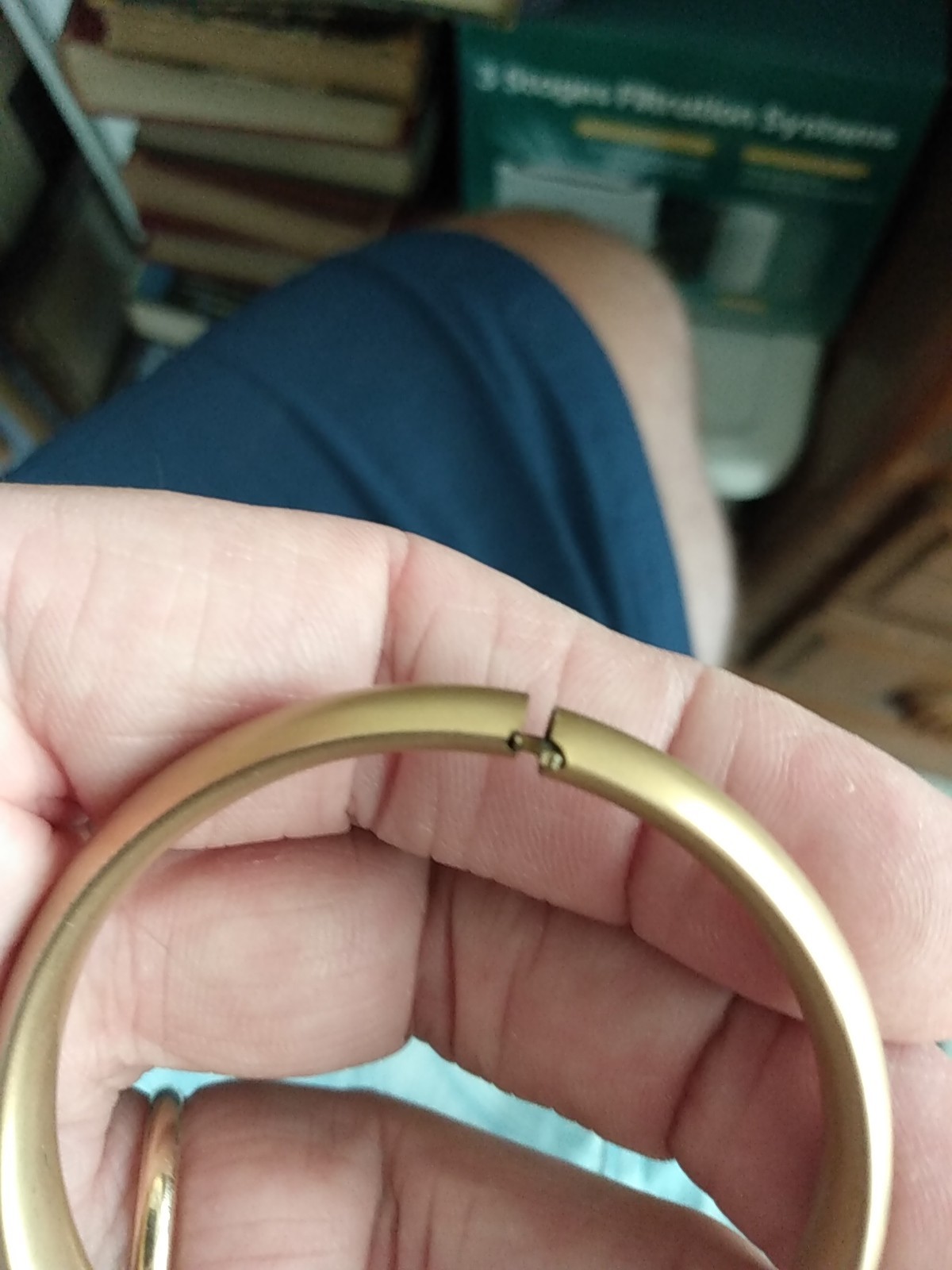 Antique Gold Filled Frosted Finish Hinged Bangle Bracelet With Initials 14.7 Gr