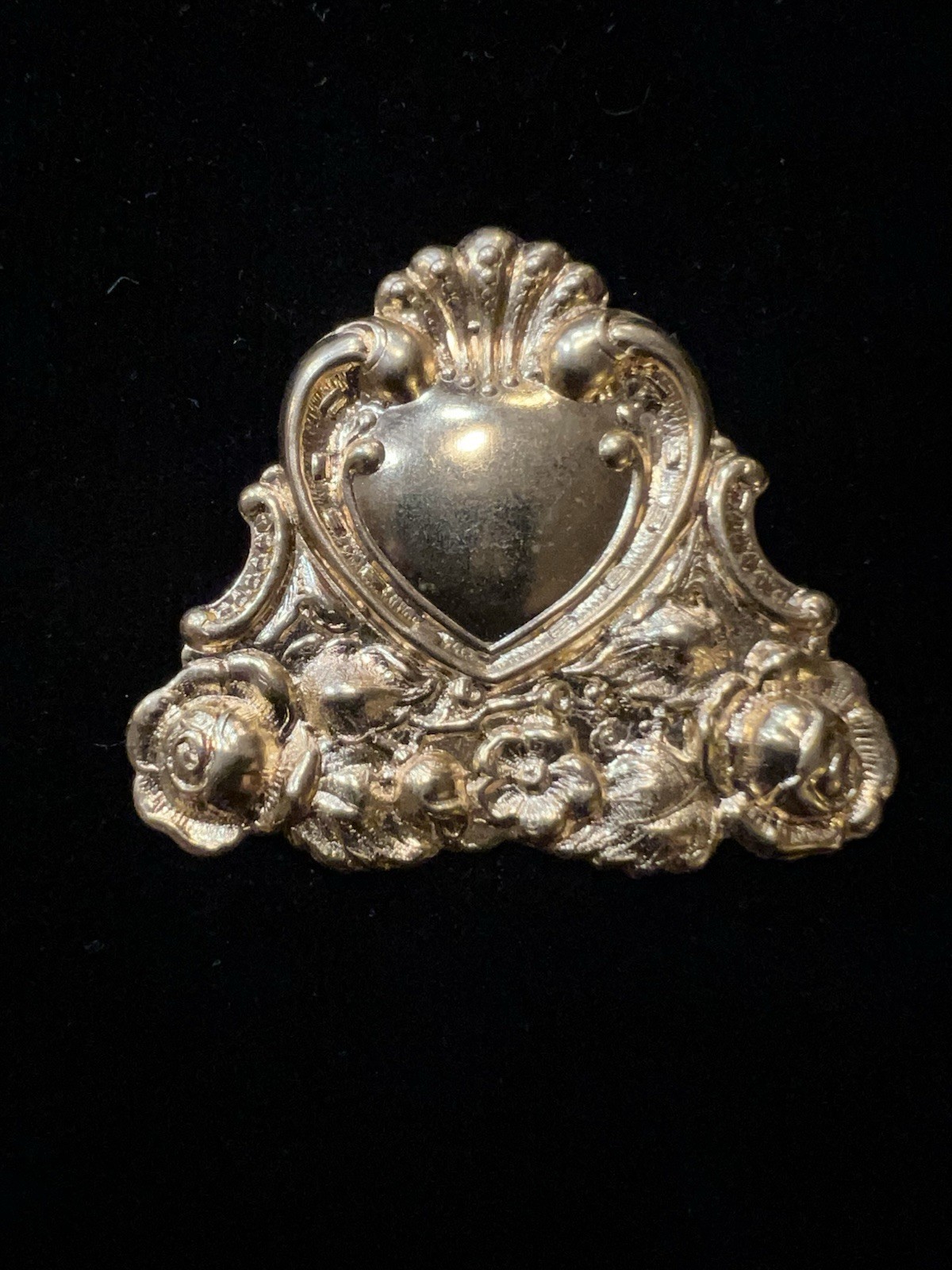 Vintage Heart 22K Gold Plated Brass Stamping for Decoration/Jewelry Making NOS
