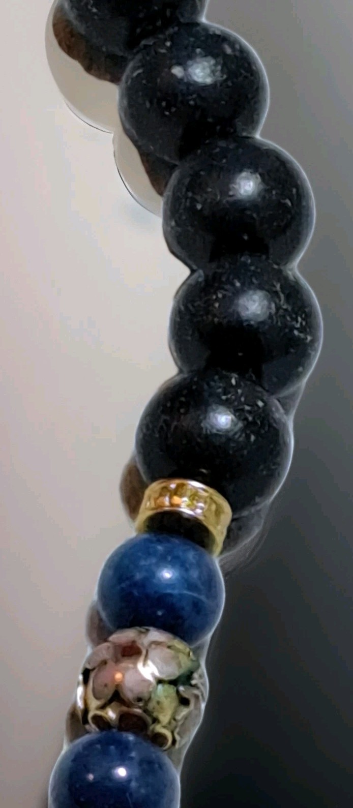 Estate Vintage Stunning Cloisonne Blue Sodalite Lava Bead Statement Necklace EUC