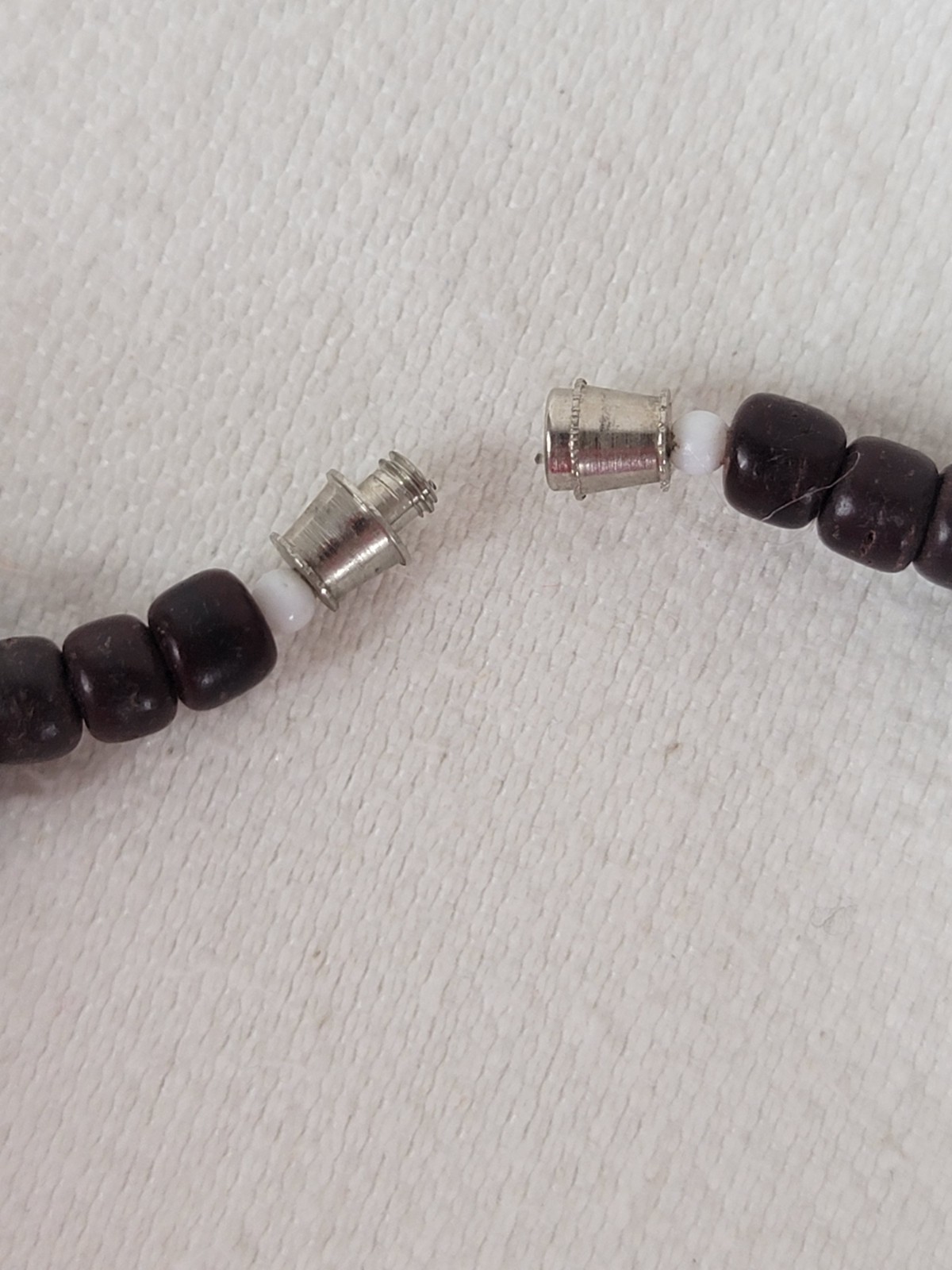 2 Vtg African Carved Wood Safari Necklaces Elephant Rhino Shell Discs Beads Boho