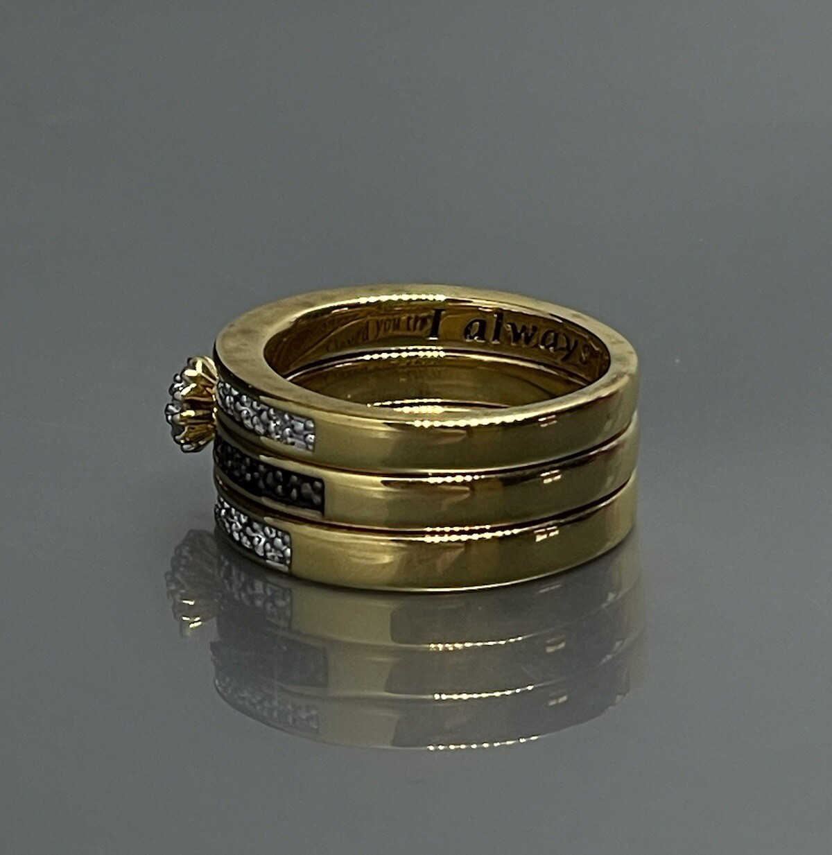 Womens Size 7 Ring Yellow Gold Plated Brown White Diamonds Engagement