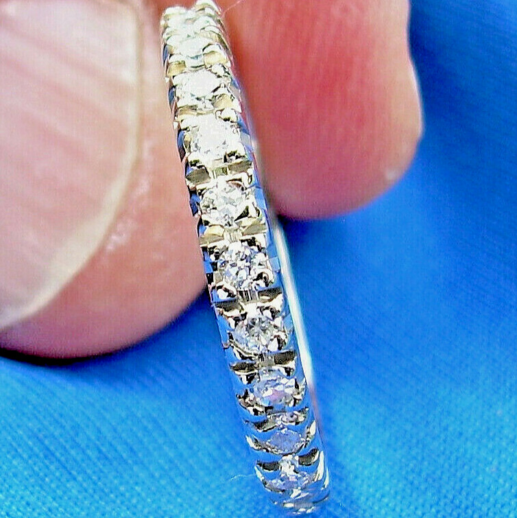 Original EARTH MINED DIAMOND Deco Wedding Band Anniversary Eternity Ring S 8.5