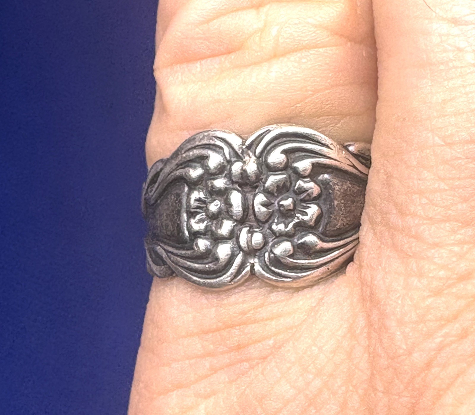 (26) 1920-1930s Antique Vintage 925 Sterling Silver Ring Adjustable – Floral