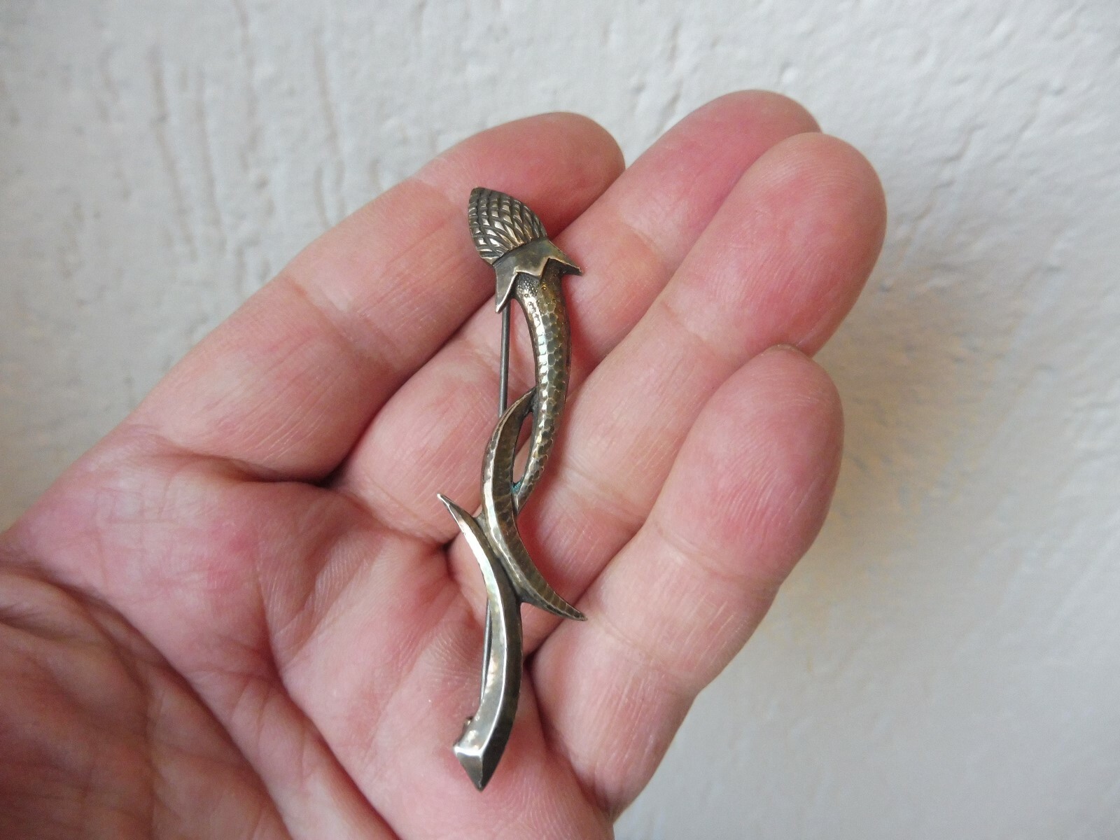 Beautiful, Old Brooch, 800 Silver, Art Nouveau, Signed: G.Pietson, 7.2Cm, GP