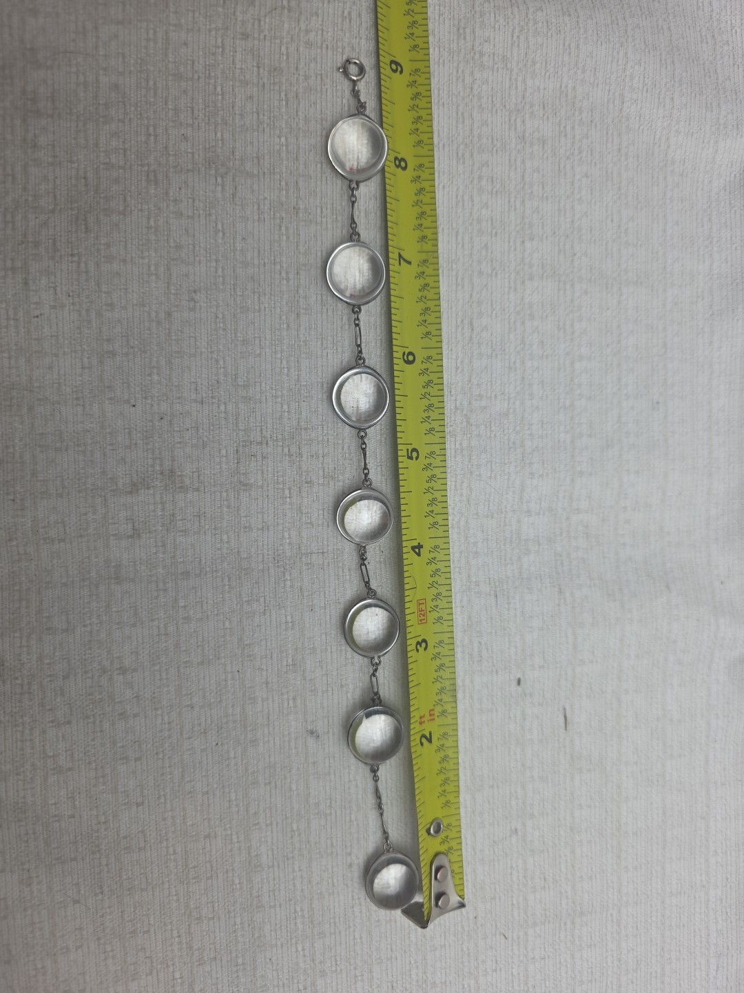 vintage sterling silver Pools of light link bracelet/7 orbs