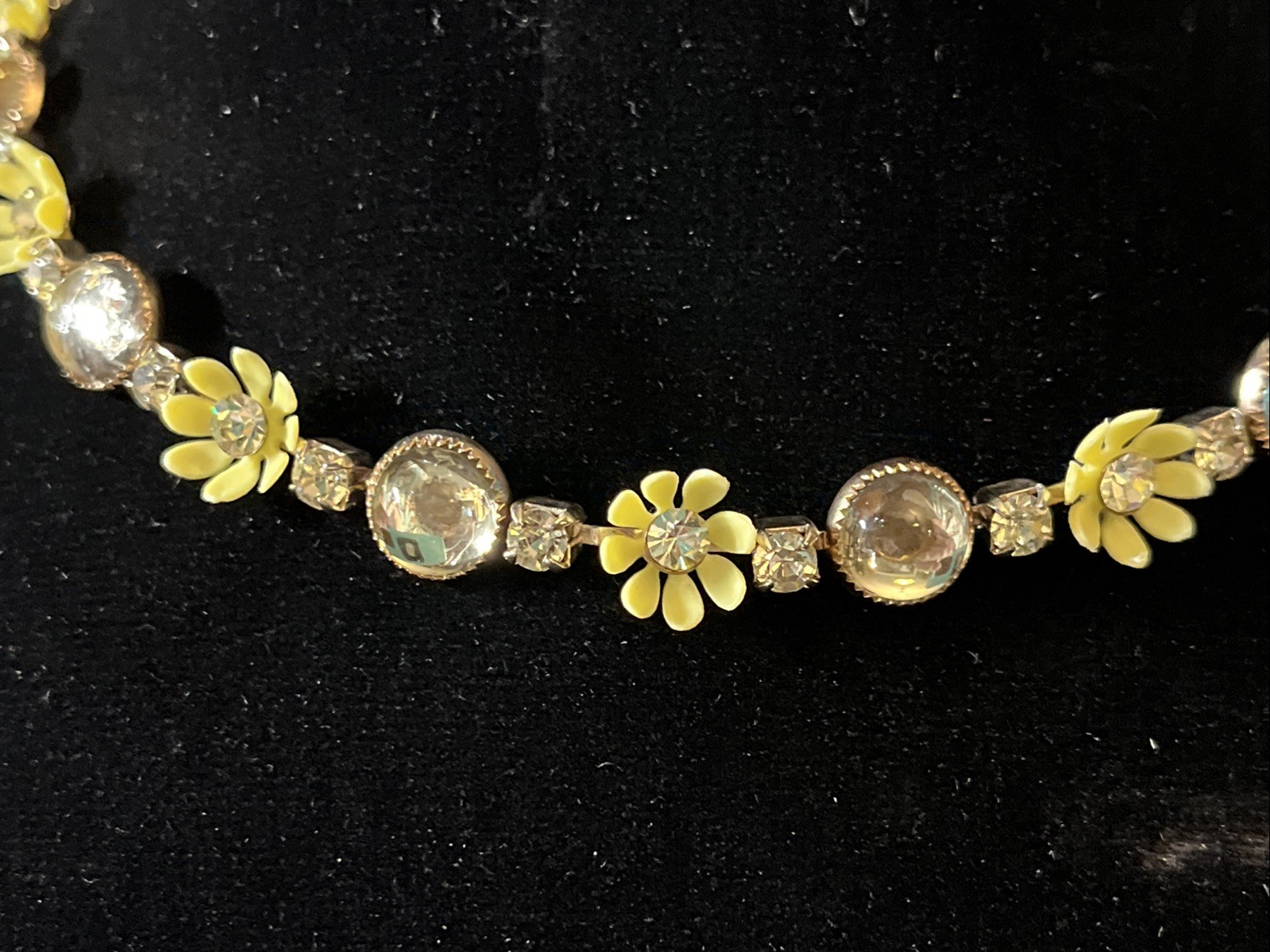 Summer Yellow Daisy Cabochon & Rhinestone MCM STYLE NECKLACE Bracelet set Choker