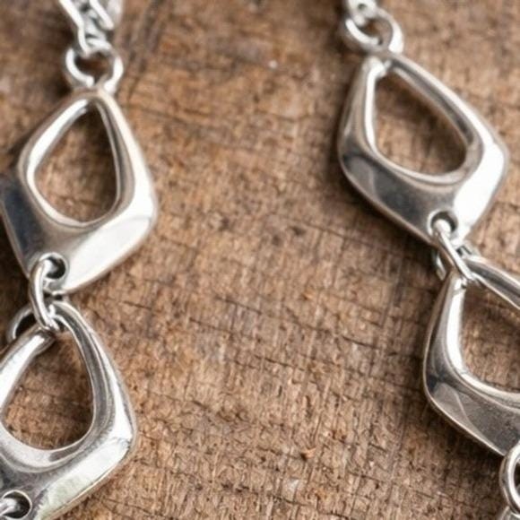 Vintage Artisan 2″ Drop Earrings Silver Tone Retro Bohemian Style