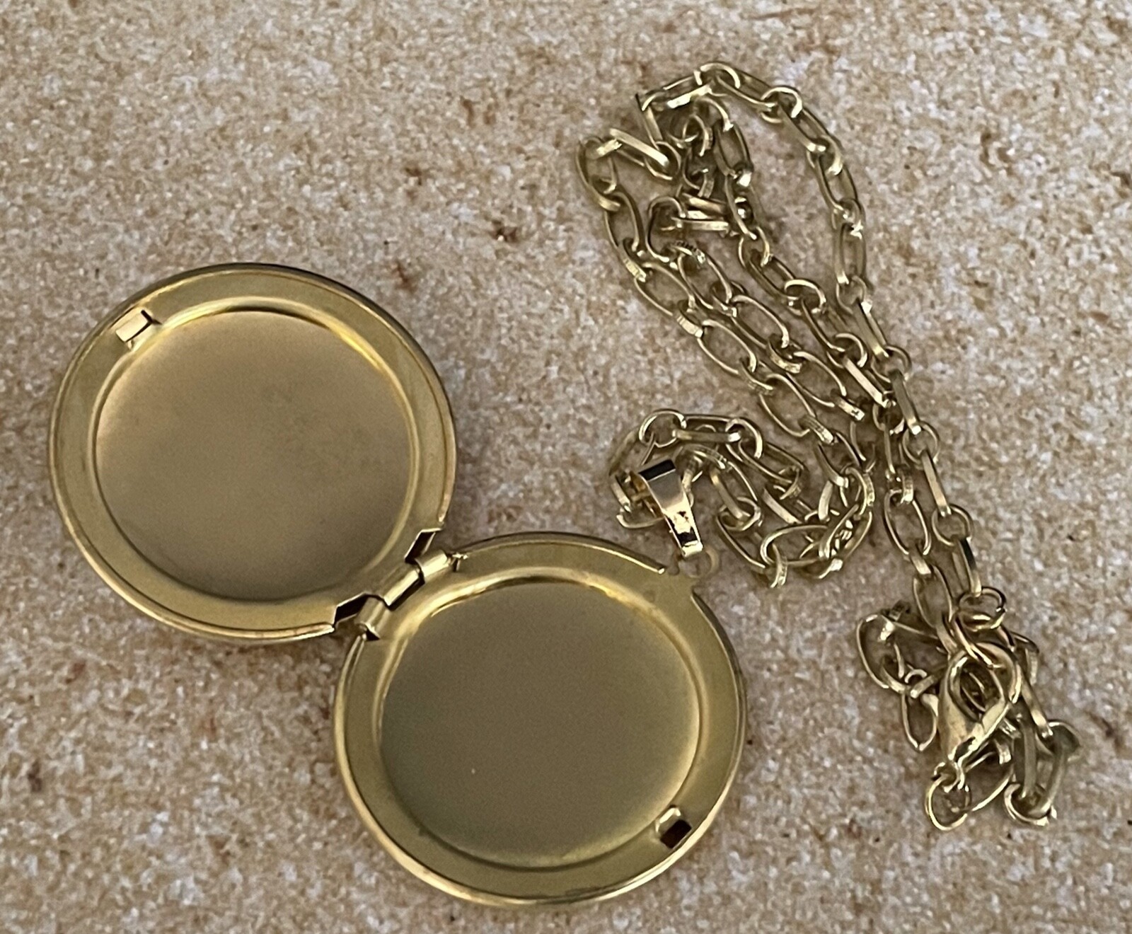 Man in the Moon Locket Necklace Large Brass Pendant Celestial Lunar Centerpiece