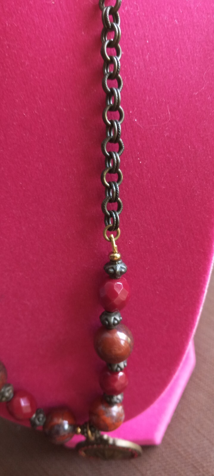 Rare Vintage Retired Grandmother Button Necklace ,Rhinestones, Marble Stones,…