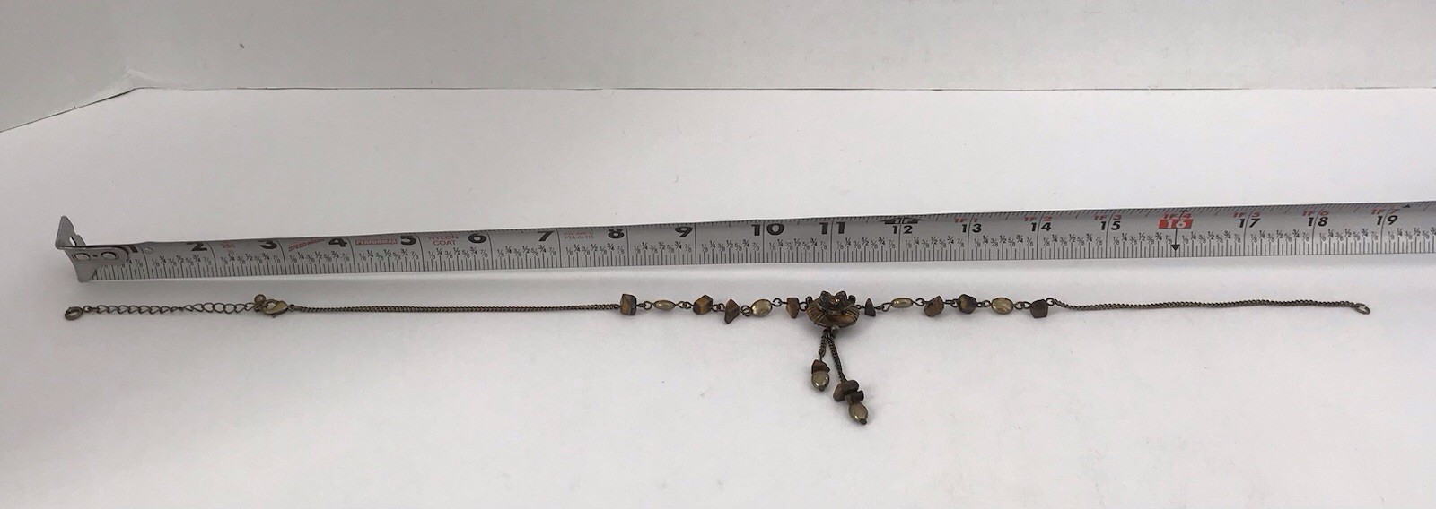 Vintage Nina Ricci Brass Tiger’s Eye Flower Pendant Necklace AVON RARE
