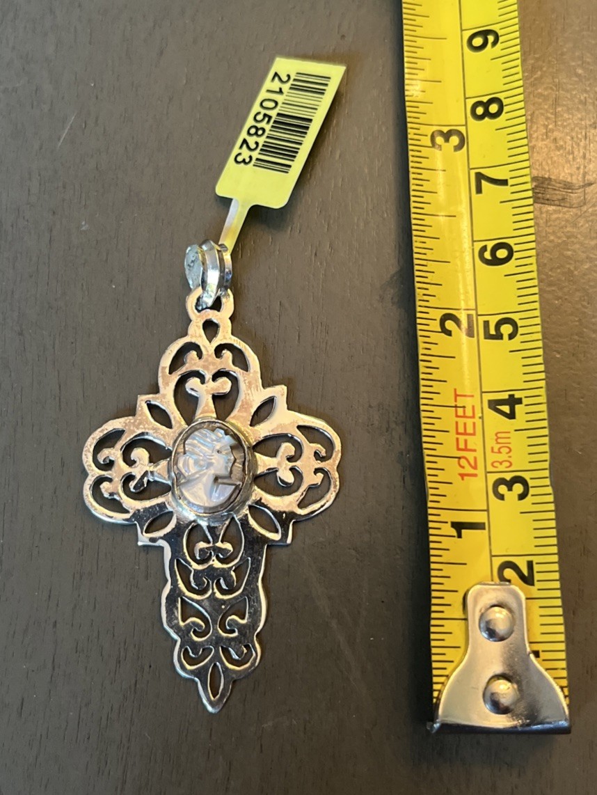 Sterling Silver Cameo cross pendant