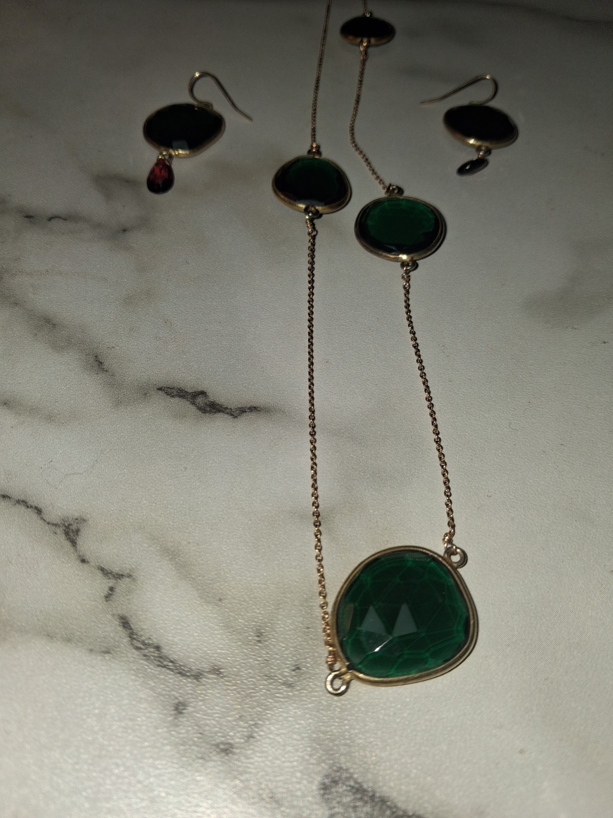 1/20 14K Gold Filled Necklace /Semi Matching Emerald Set Vintage Style Jewelry