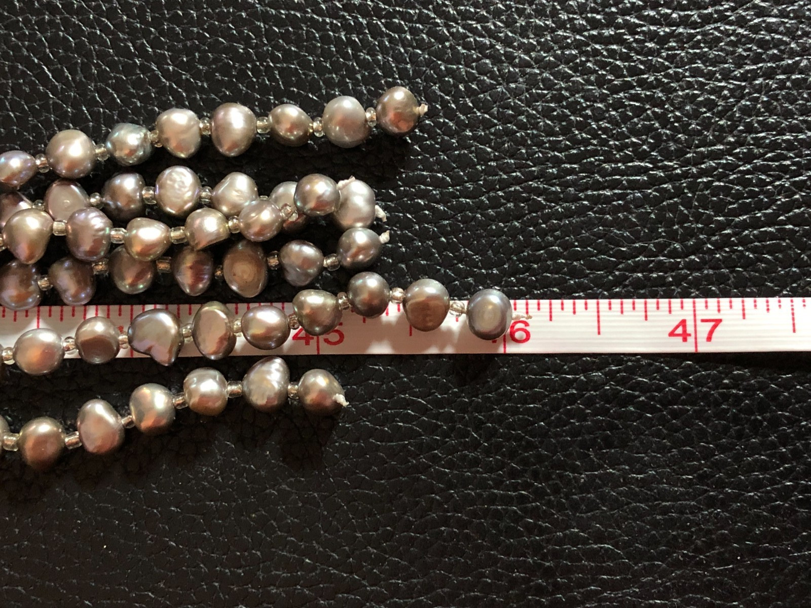Genuine Silver Cultured Pearl Lariat Necklace Tahitian Mother of Pearl Disk 8486