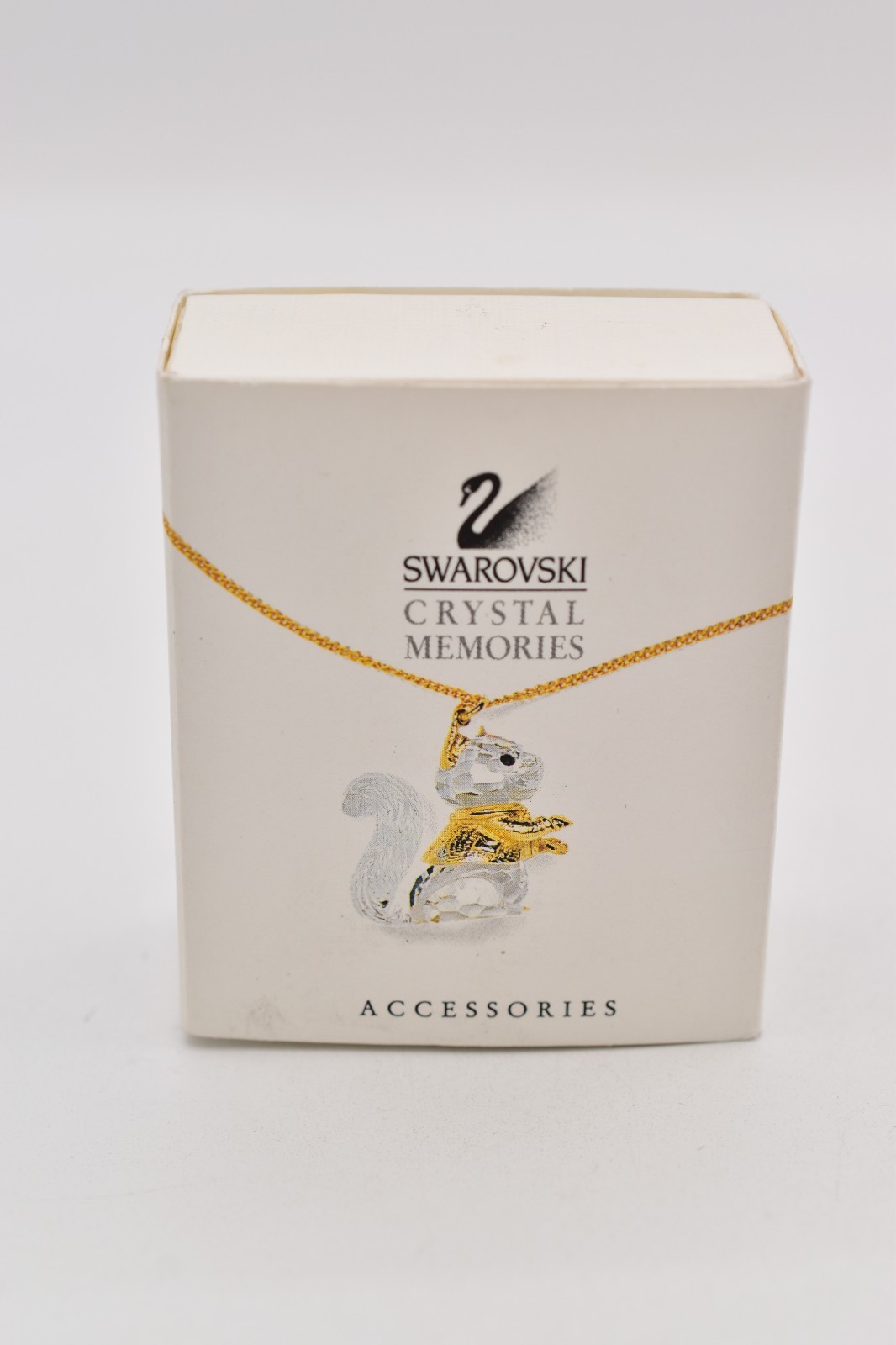 Swarovski Vintage Crystal Memories Squirrel Pendant Necklace Gold Boxed Bin1