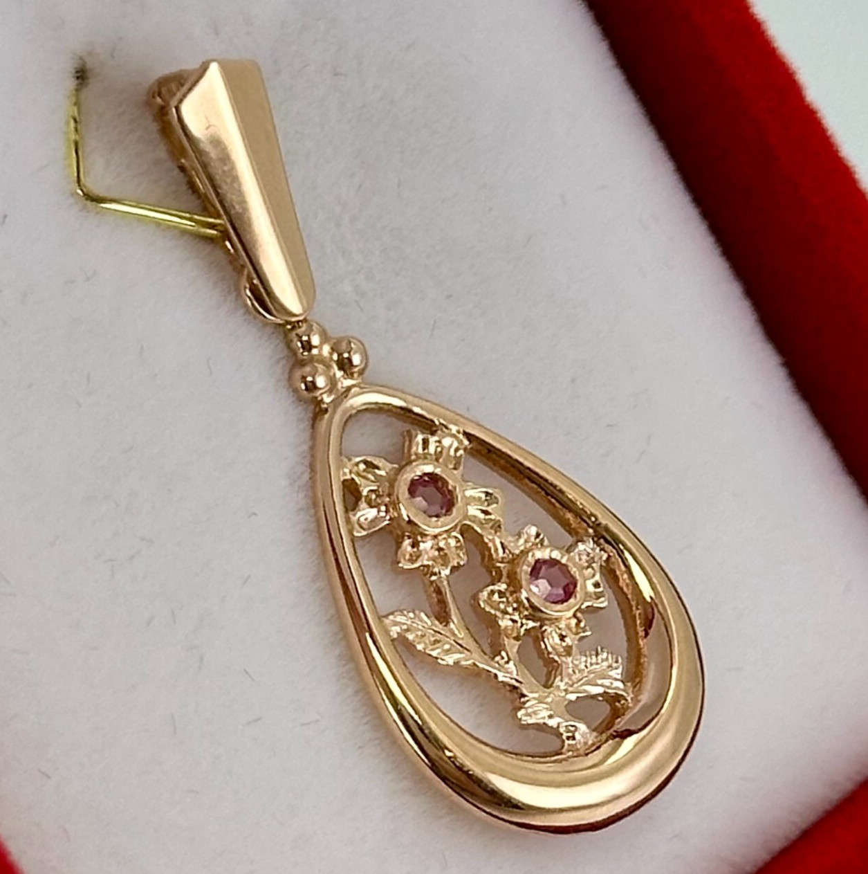 Chic Vintage Original Soviet Rose Gold 583 14k Pendant With Amethyst 1,97 g.
