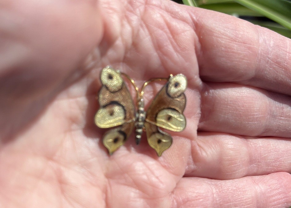 2 Vtg Enameled BUTTERFLY Pins Colorful Butterflies Costume Jewelry Insect Theme