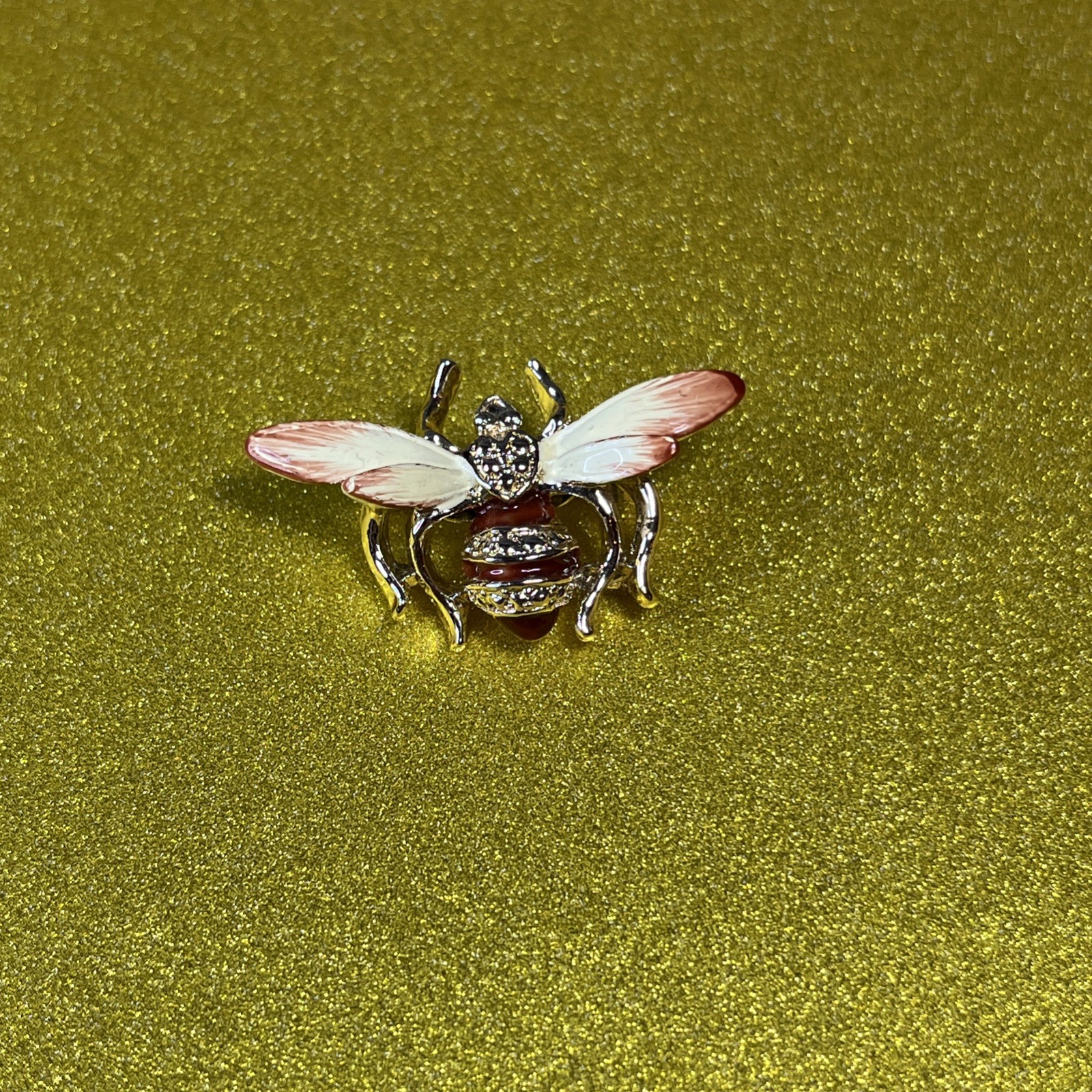 Vintage Brooch Bee Bug Insect Enameled Gold Tone Nature
