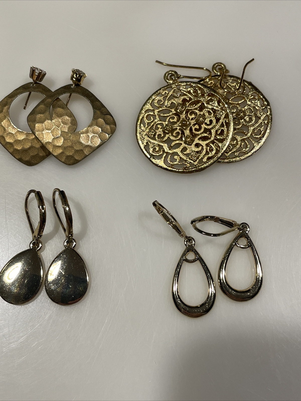 Lot Of 18 Pair Gold Tone Pierced Earrings Assorted Styles Sizes 1 Marked Monet