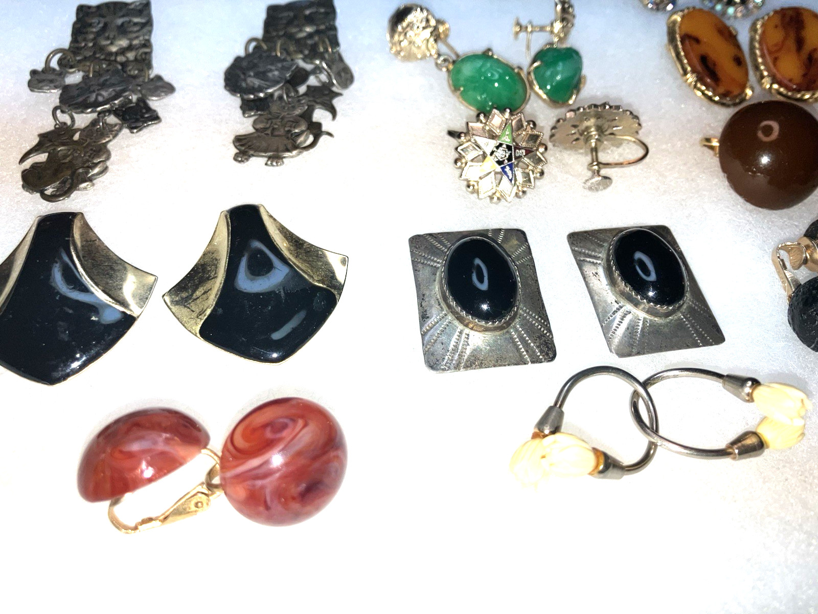 LOT OF 14 PAIRS OF VINTAGE ASSORTED STERL & Signed JEWELRY EARRINGS ALL WEARABLE