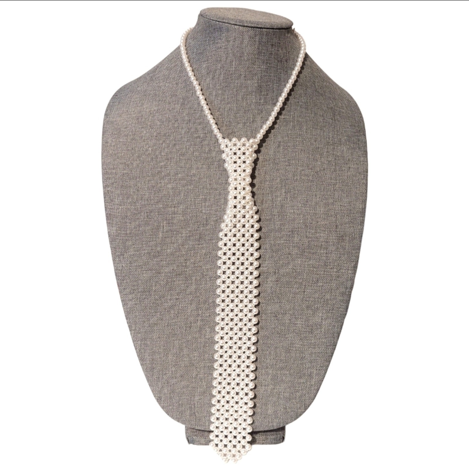 JPSJ Designs Trendy Y2K Faux Pearl Neck Tie Whimisgoth Adjustable Necklace
