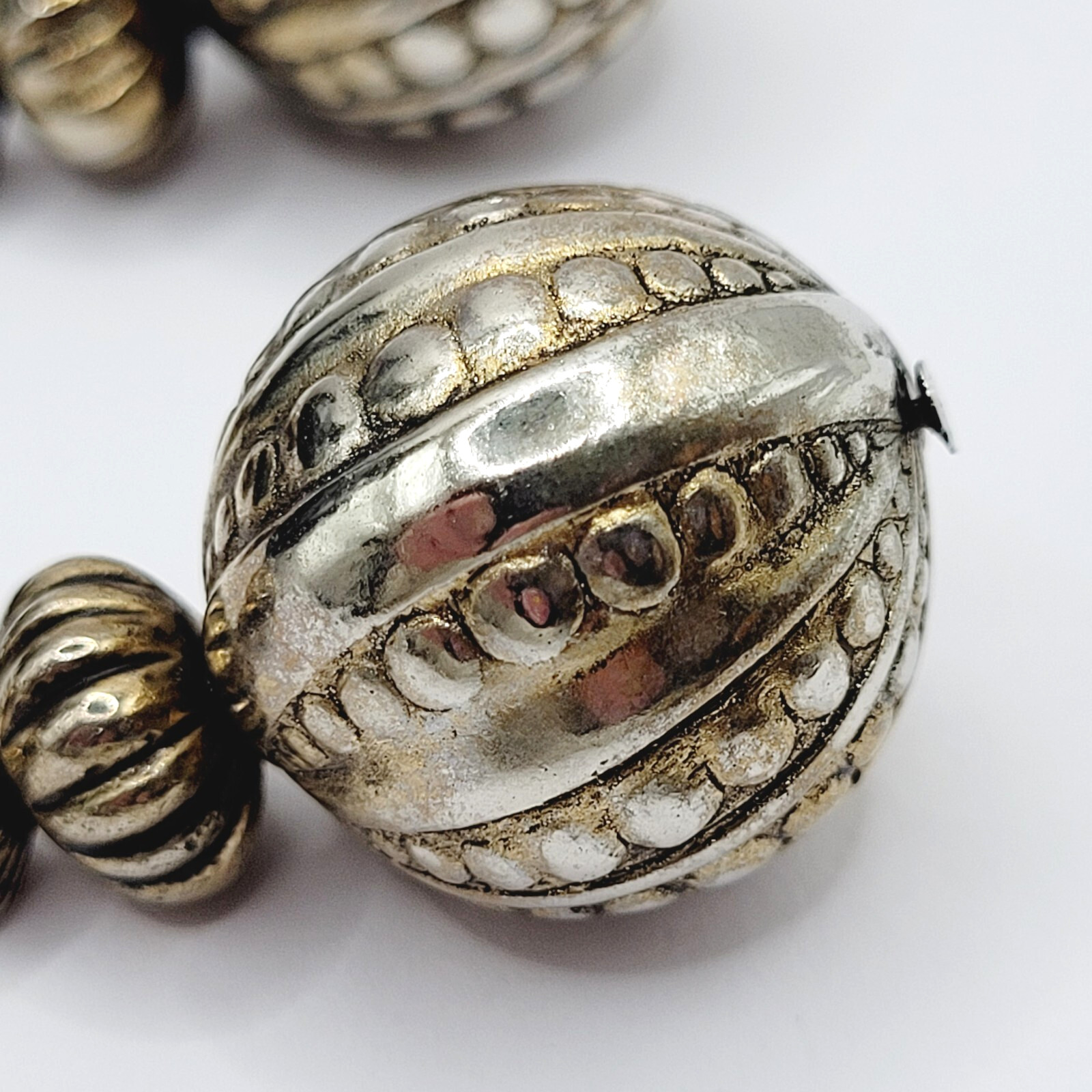 Four Leaf Clover Ornament Ball Drop Dangle Silver Tone Vintage Pierced Earrings