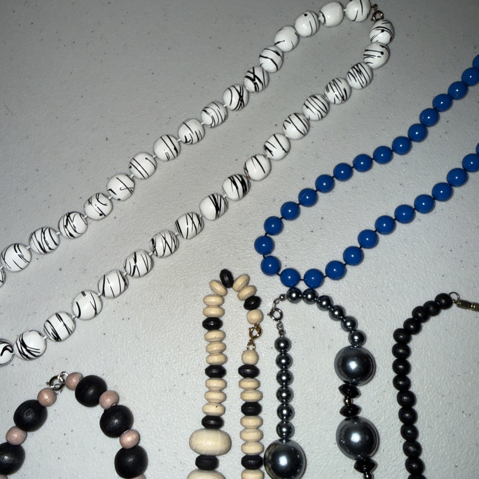 Vintage Lot Of 8 Big And Med. Beaded Necklaces Artsy Jewelry