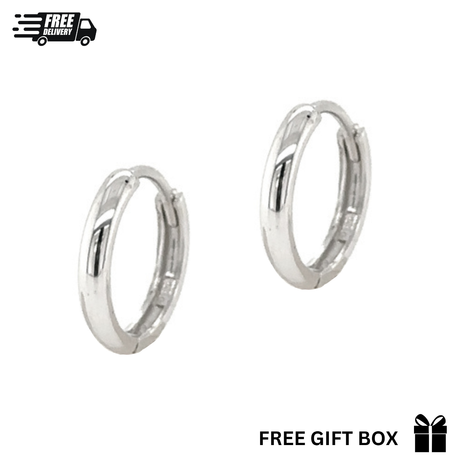 Sterling Silver 925 Round Huggies Hoop Earring