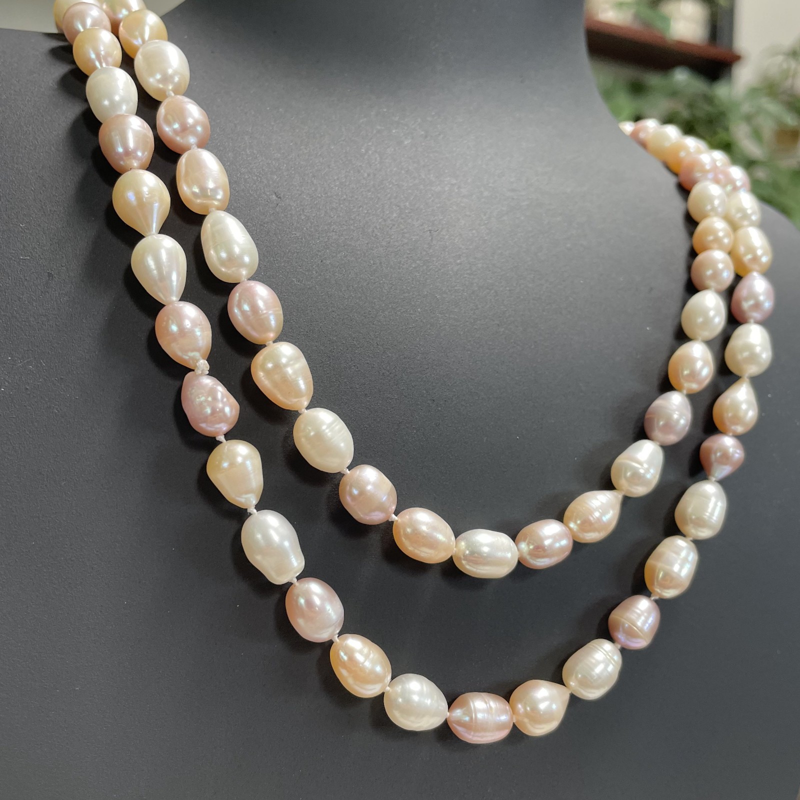 Vintage Baroque 8mm Multigradient Pink & Shape French Fresh Water Pearl Necklace
