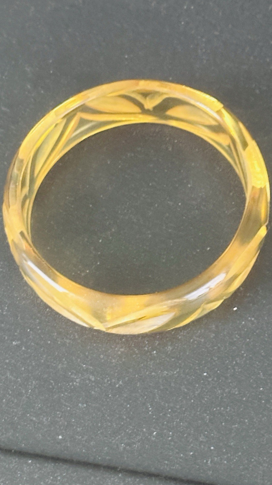 Vintage Carved “Apple Juice” Translucent Bangle Bracelet
