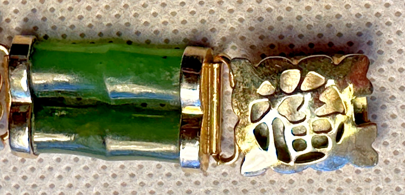 Vintage Chinese Nephrite Jade Bamboo Shape 5 Segment 10 Piece Bracelet With Box