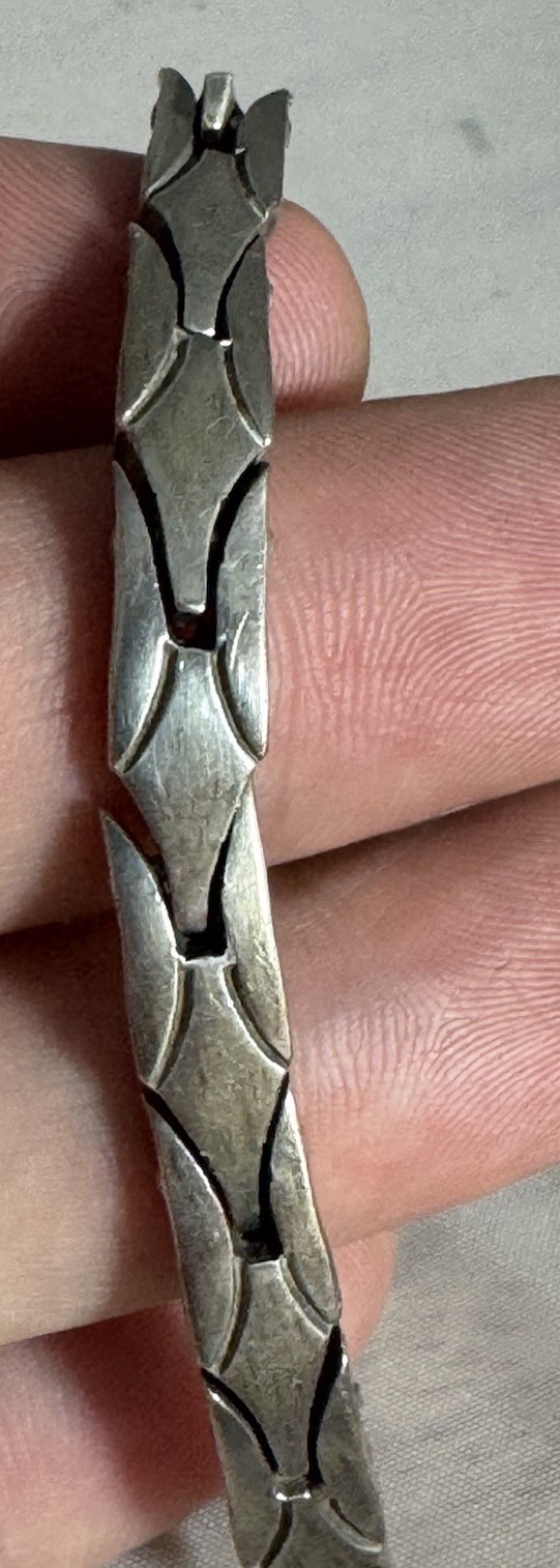 Vintage Taxco Sterling Silver 6mm Bracelet Modernist Style 6.5”