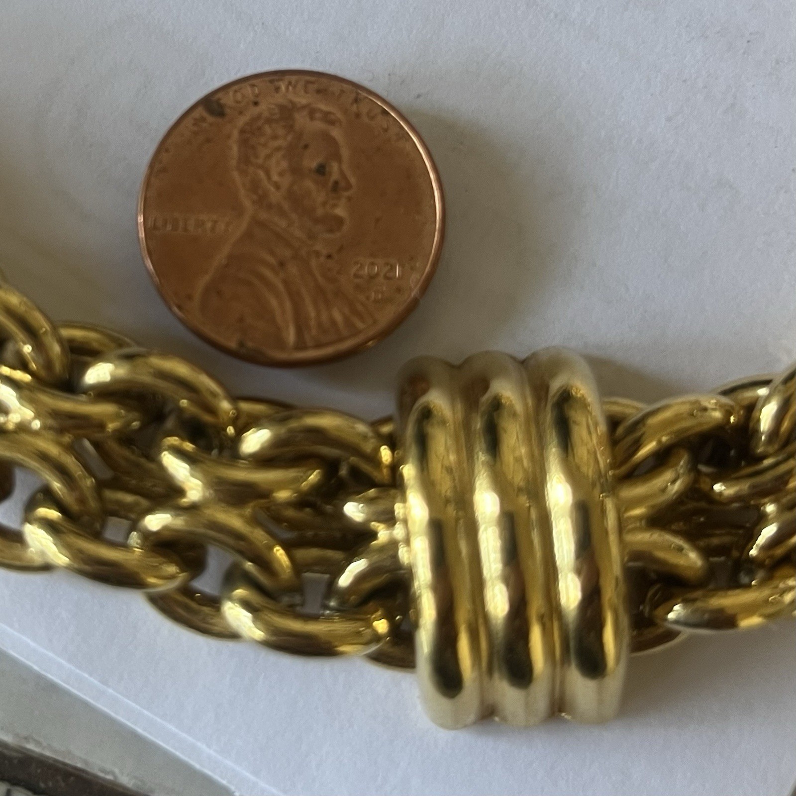 •VTG Set Statement Chunky Gold tone double chain choker style Necklace/Bracelet