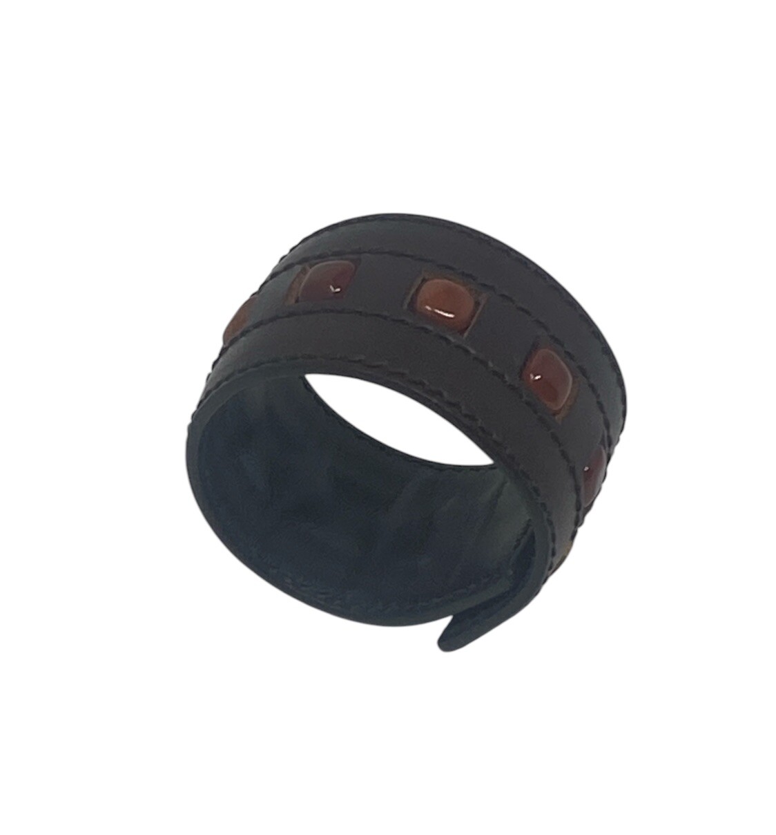 Yves Saint Laurent Vintage Brown Rive Gauche Leather Cuff Bracelet YSL