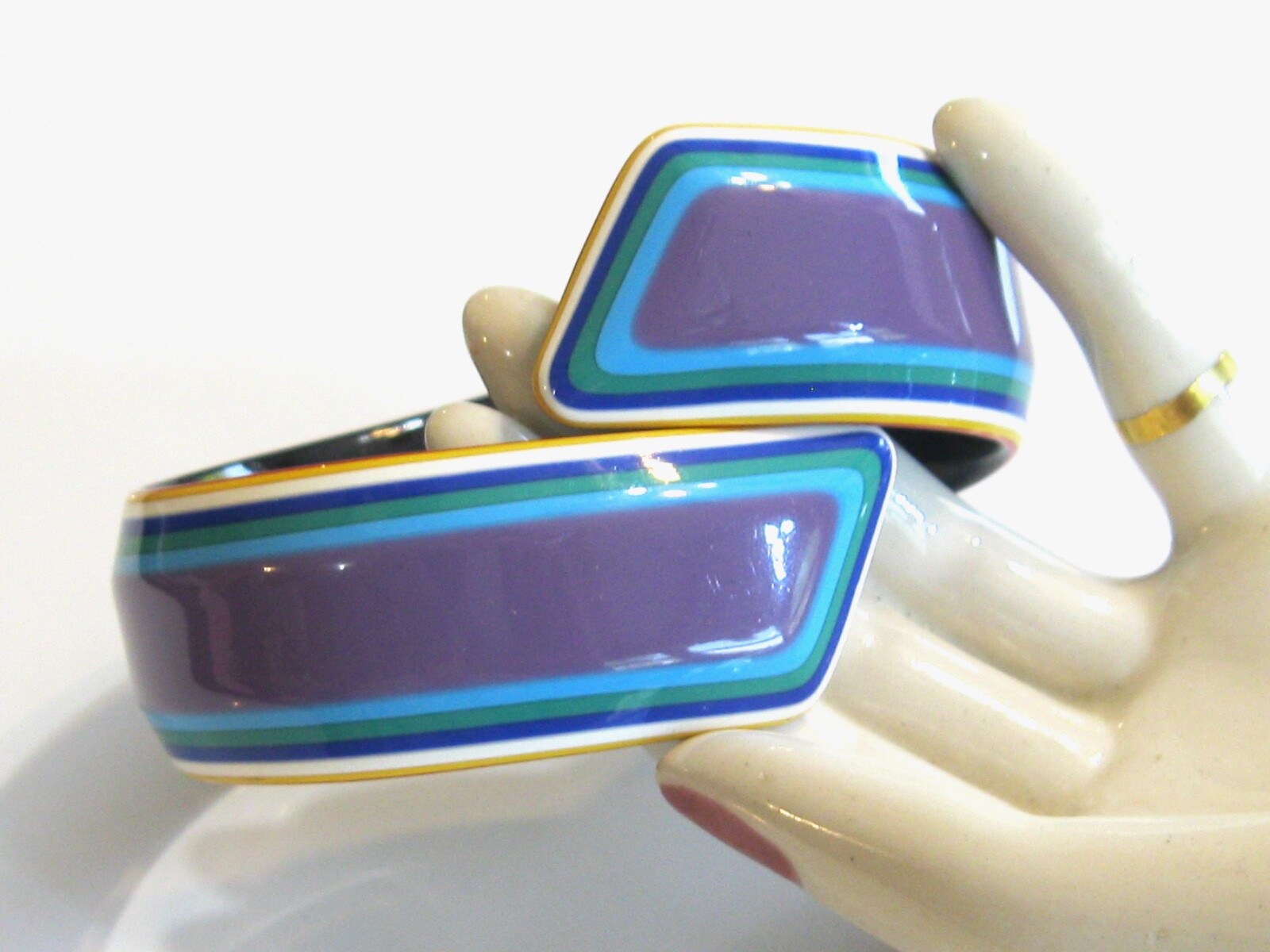 COLORFUL RETRO VINTAGE BYPASS WRAP LAYERED CELLULOSE ACETATE BANGLE BRACELET