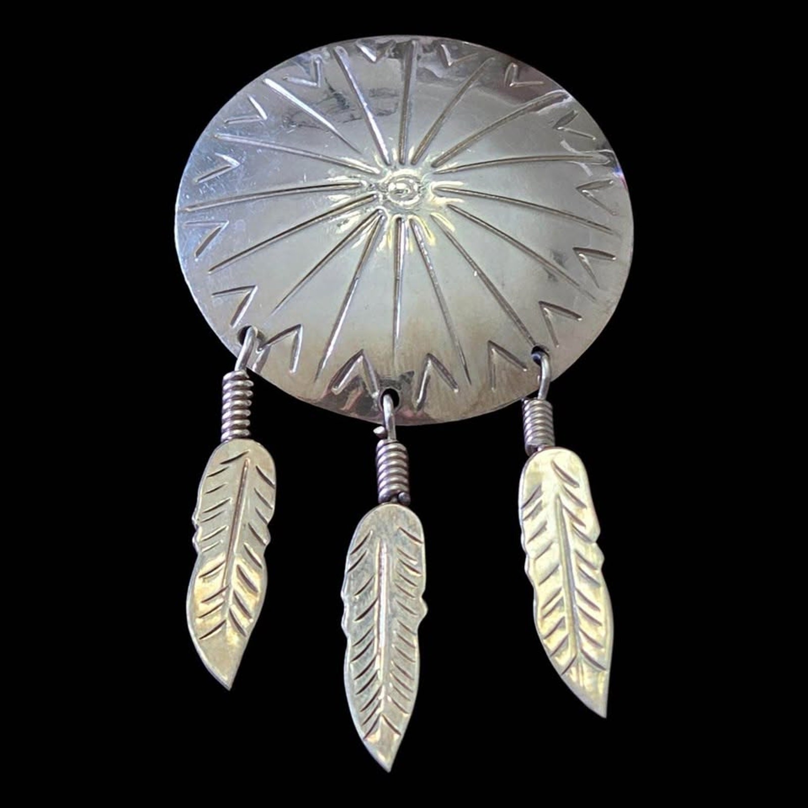 Vintage Taxco Sterling Silver Feather Dangle Brooch Pin – Mexico 925