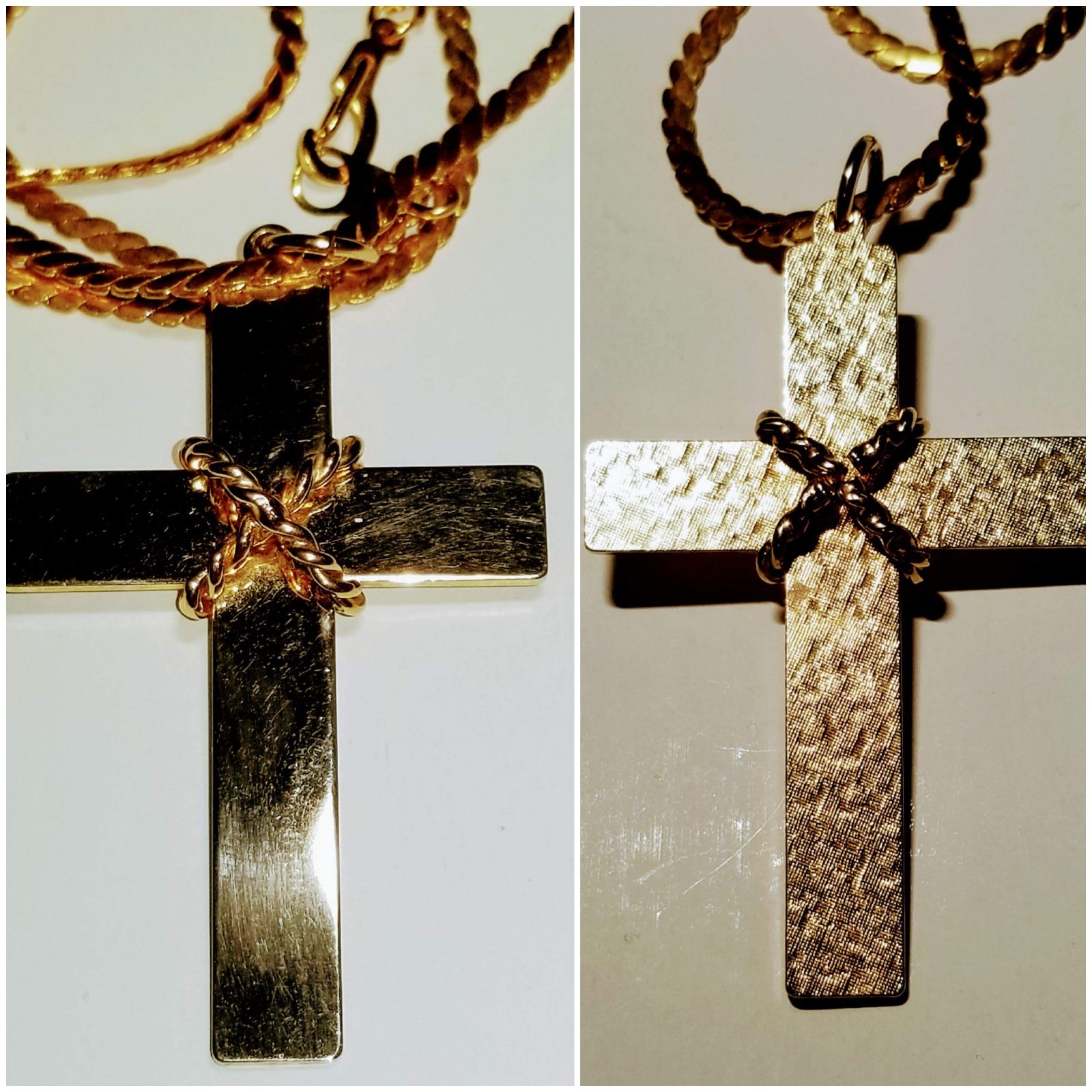 Reversible Vintage Gold Tone Cross & 24″ Chain