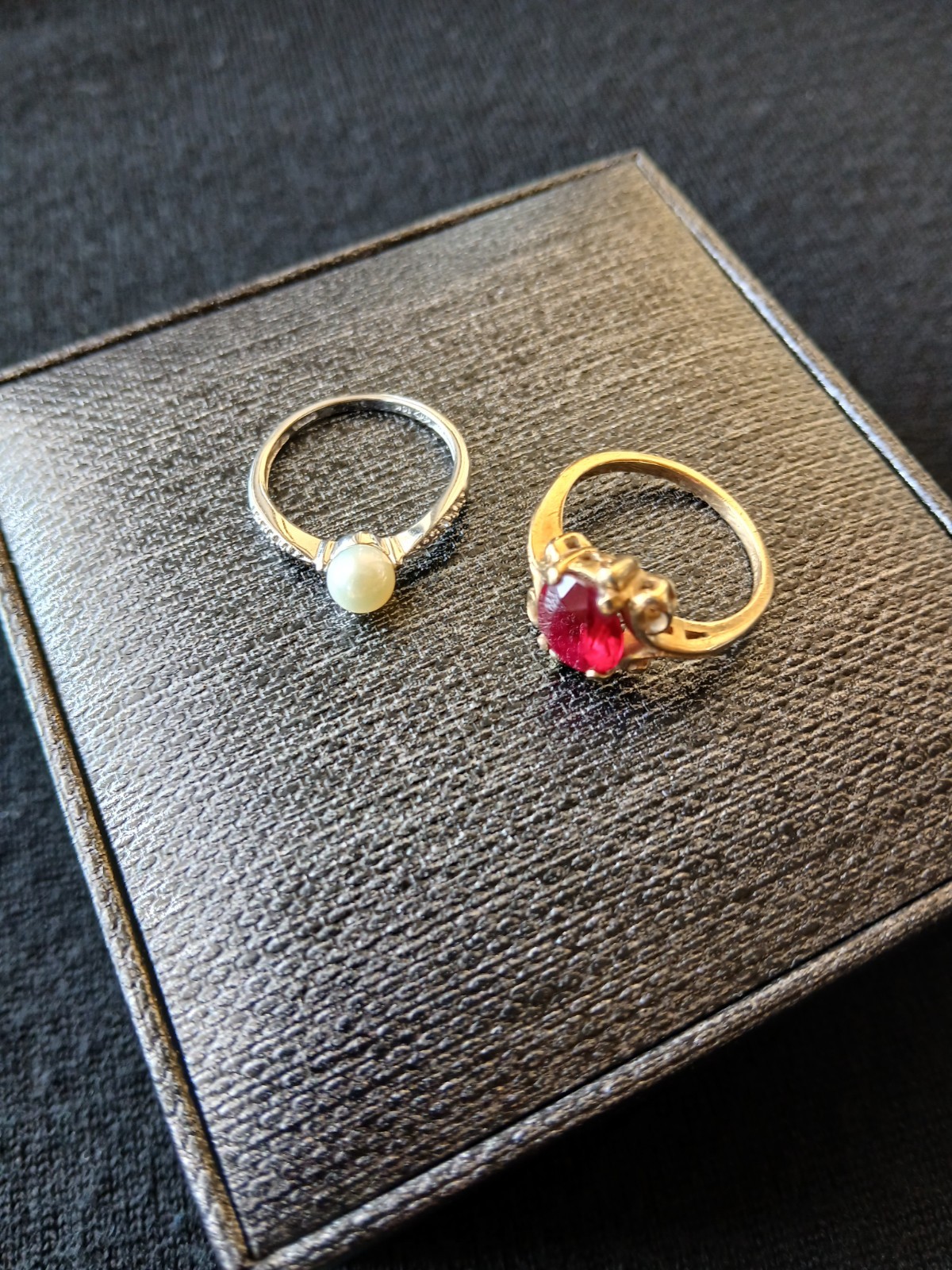 TWO PRE OWNED GOLD RINGS