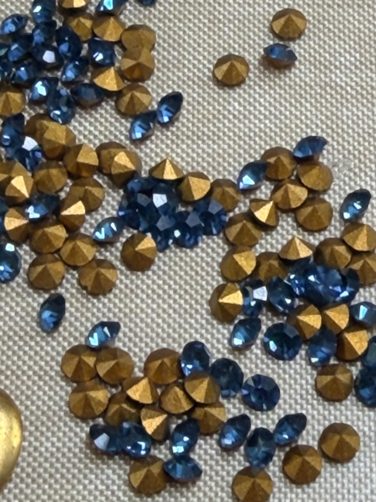 25 Vintage Brass Heart Charms w/ Swarovski Crystal Center – Choose Color – NOS J