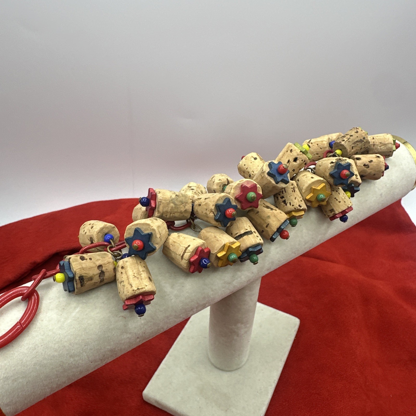 Exclusive Depression Era Cork and Multicolored Bakelite Bracelet. See pics.