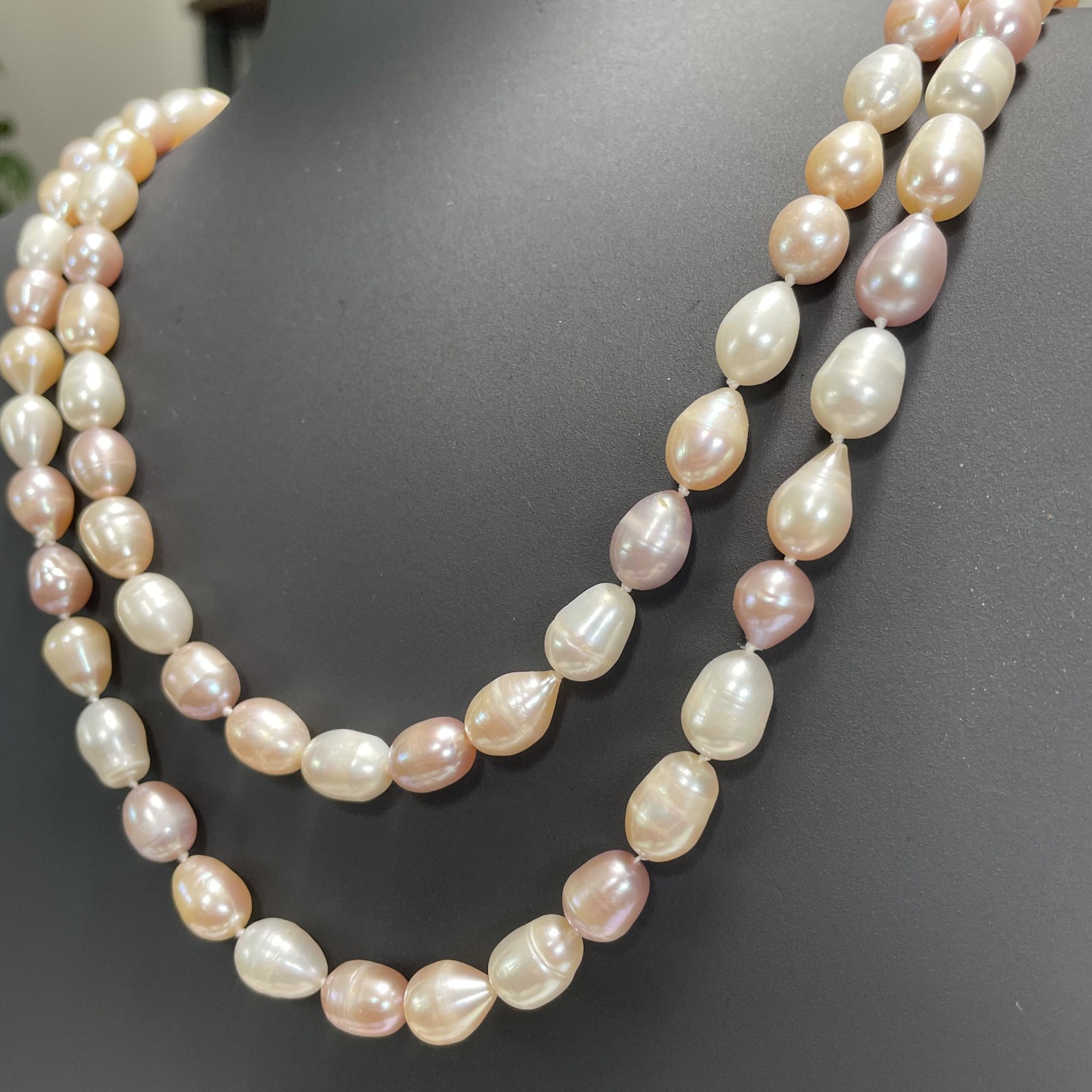 Vintage Baroque 8mm Multigradient Pink & Shape French Fresh Water Pearl Necklace