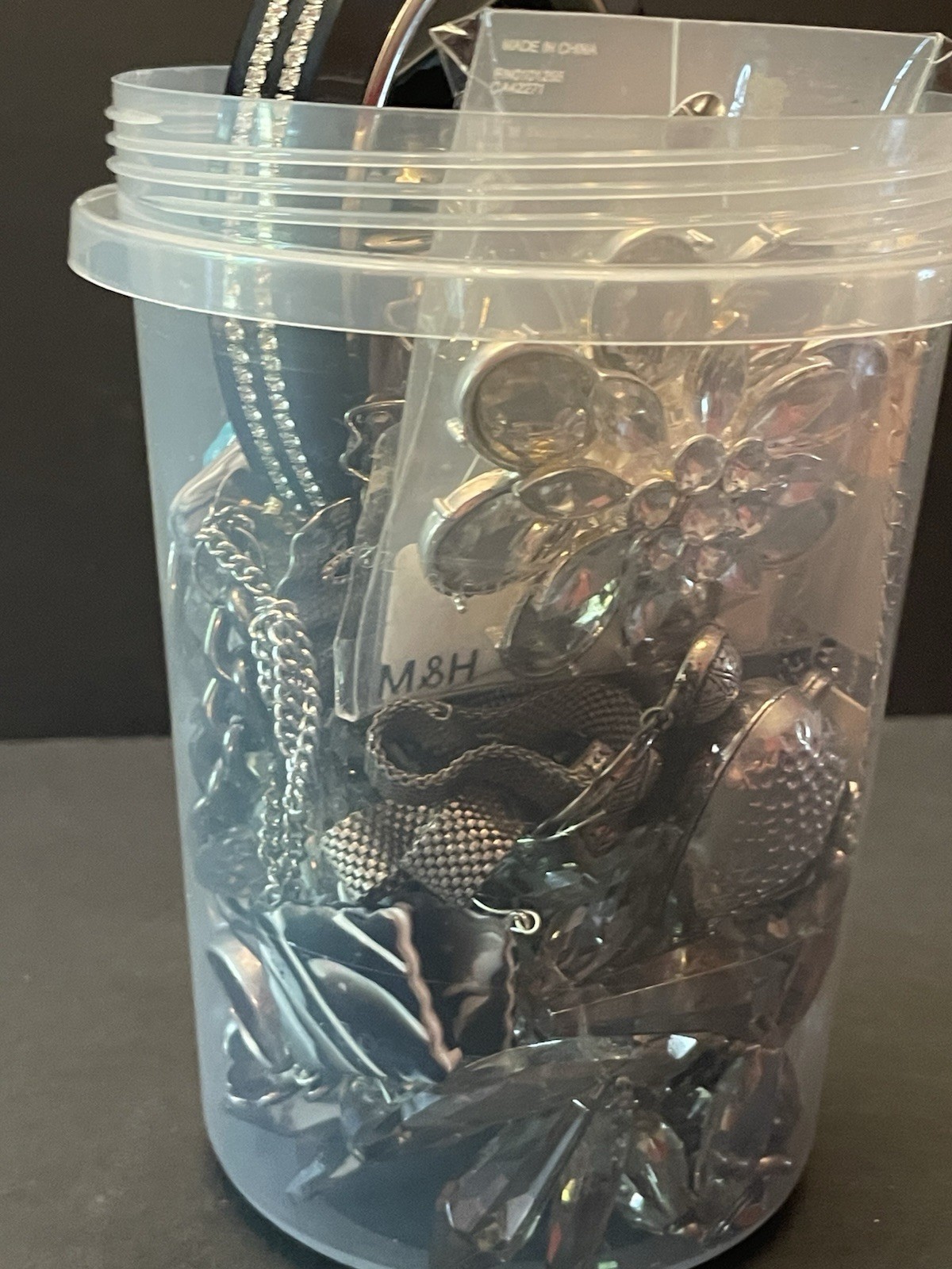 Mystery Jewelry Jar BOLD CHUNKY Curated Black Silver All Wearable Glam Runway