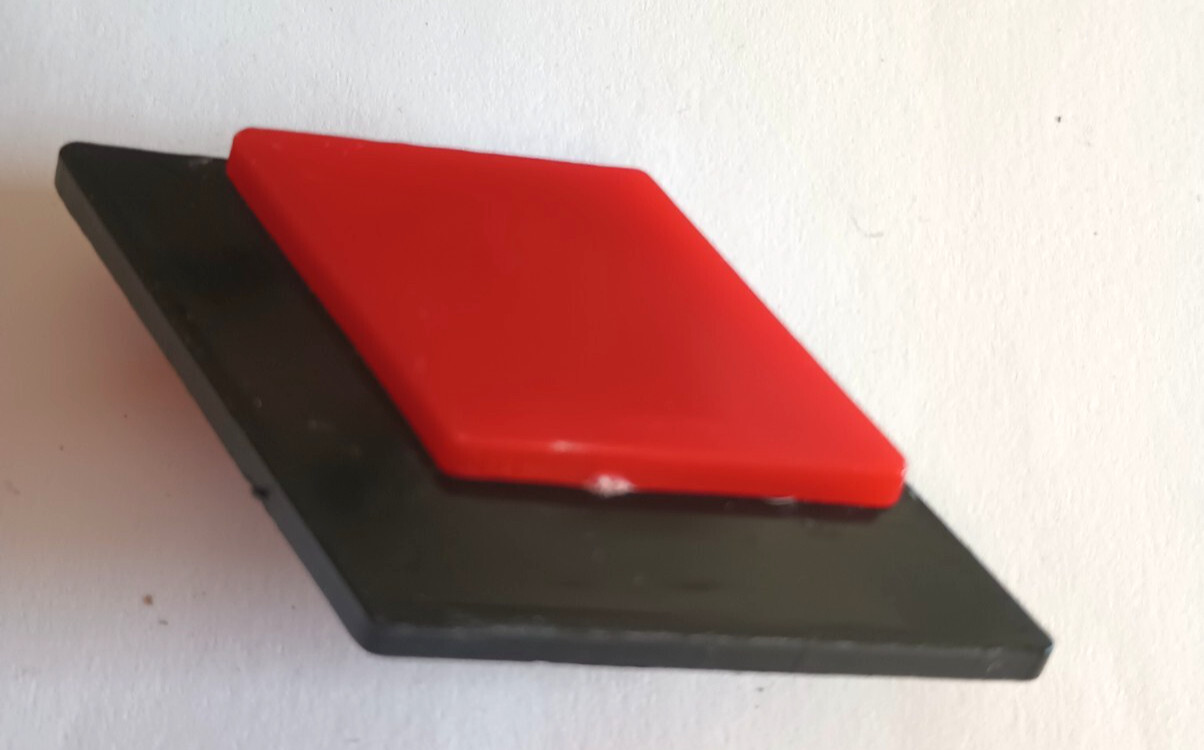 Post Modern Memphis Style Black & Red Acrylic Lucite Geometric Pin Brooch