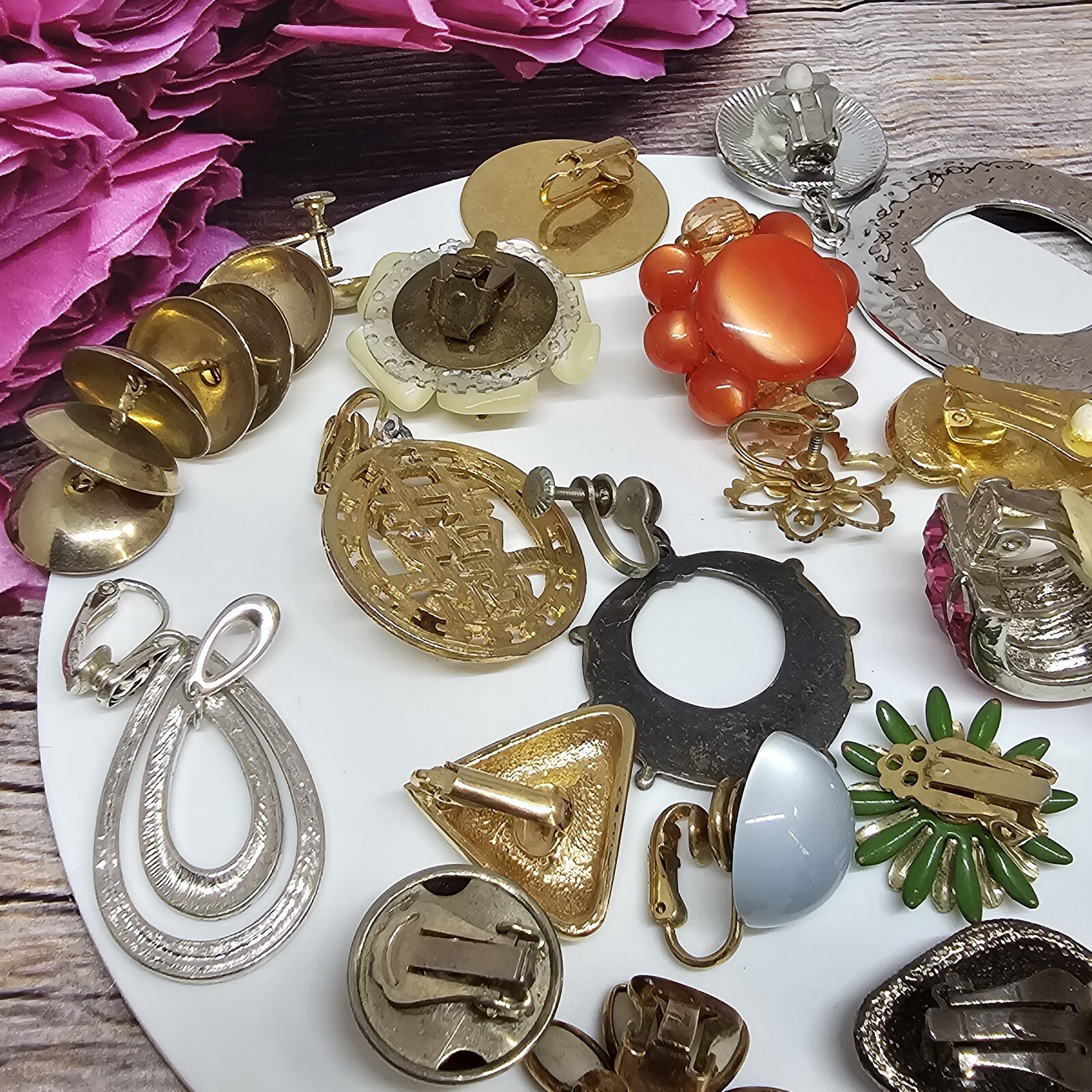 Single Mismatched Vintage Earrings Lot 70’s 80’s Retro Mod Statement Clip On
