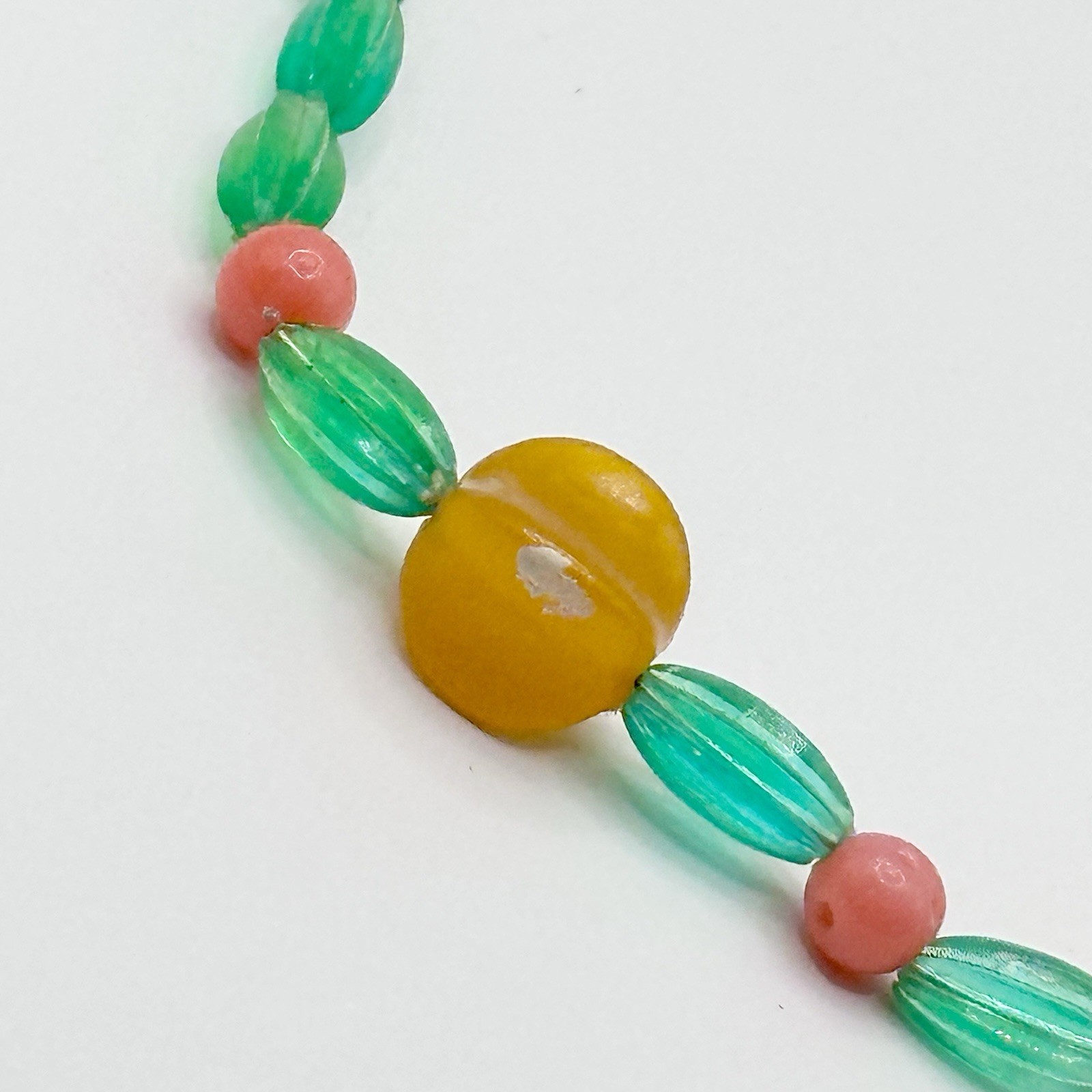 Vintage Multicolor Plastic Bead Necklace Fruit Theme 16” 19” Set Of 2 Read