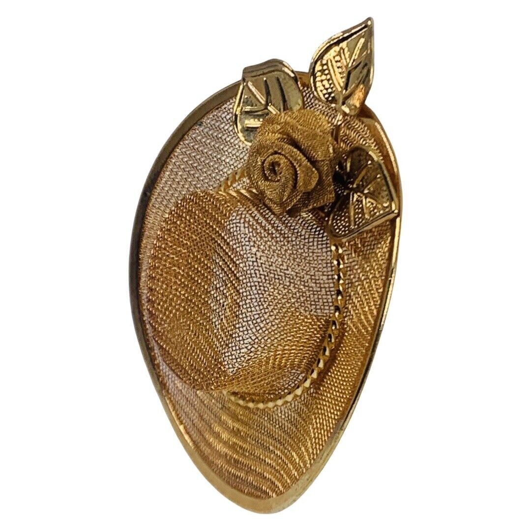 Gold Tone Sun Hat Brooch 2.5″ Pin