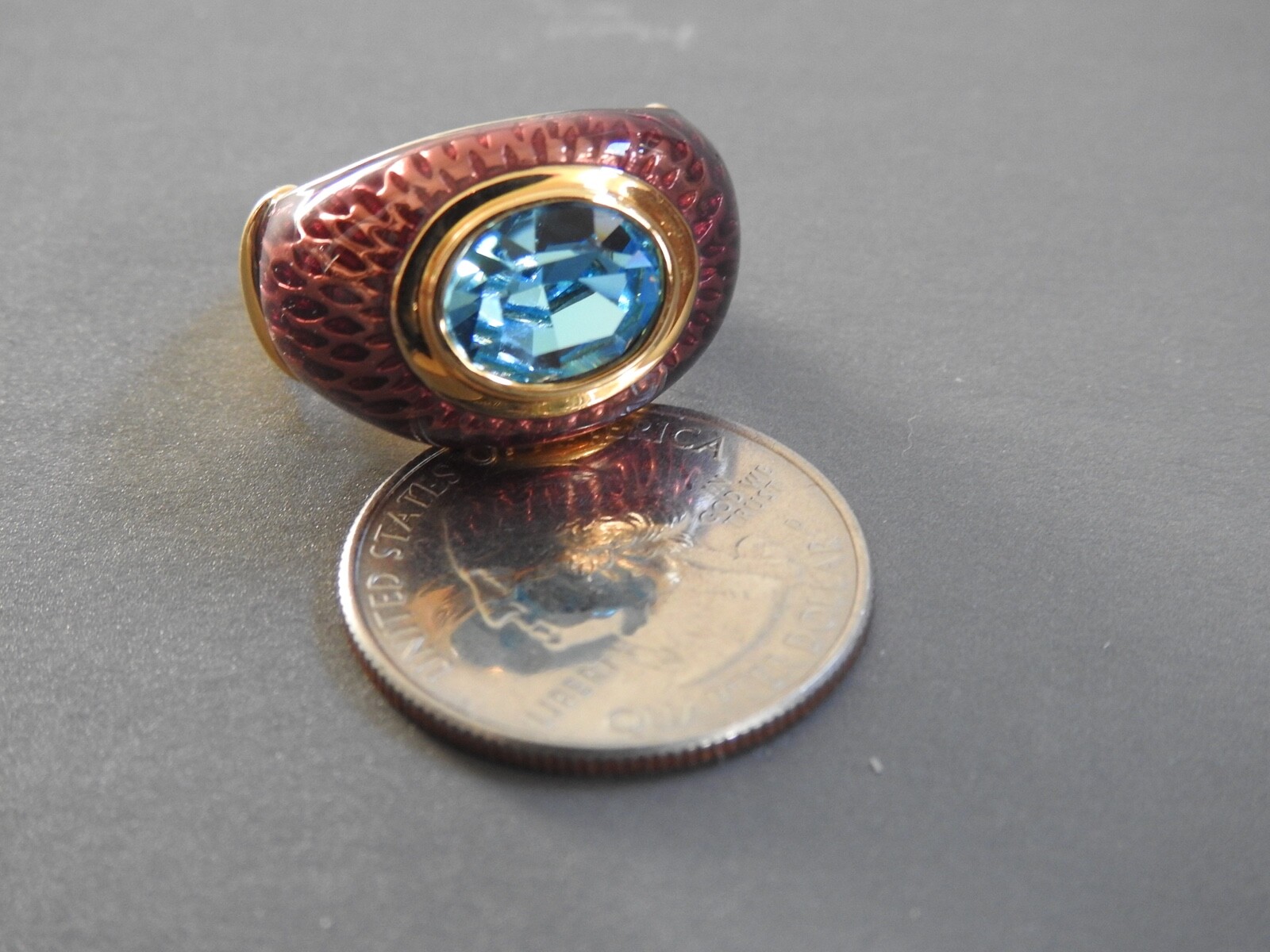 gorgeous Kenneth J Lane KJL faux Blue Topaz & Enamel RING 7.25