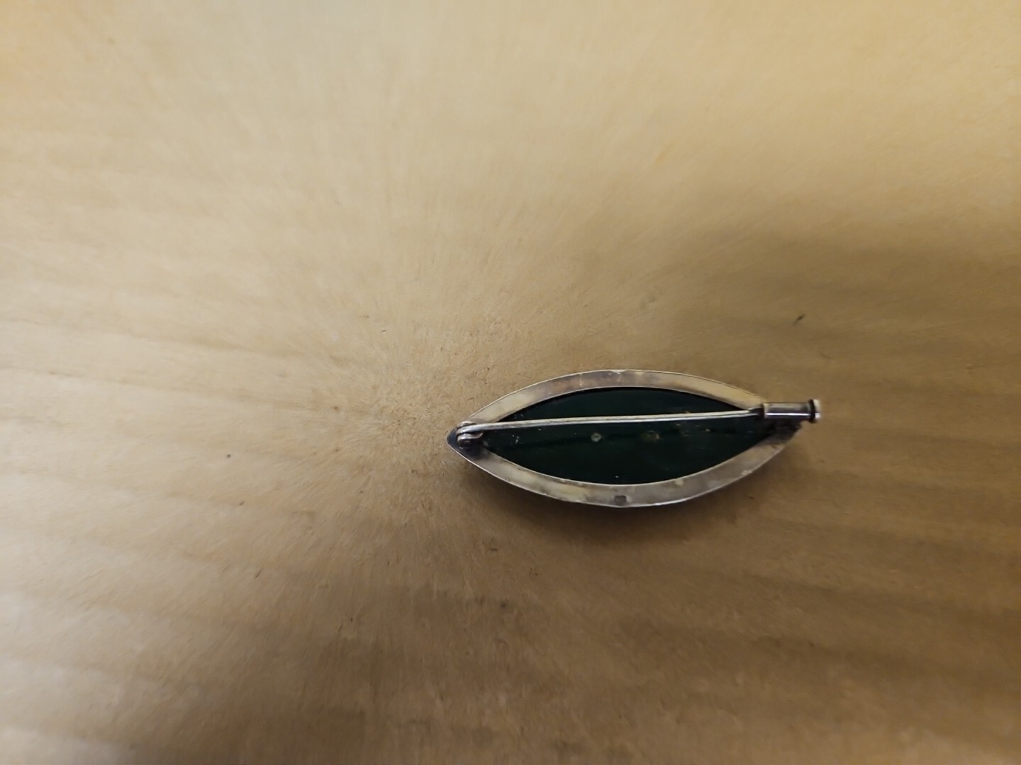 Antique Oval Rose & Green Gem 800 Silver Brooch Pin *SEE PICS*