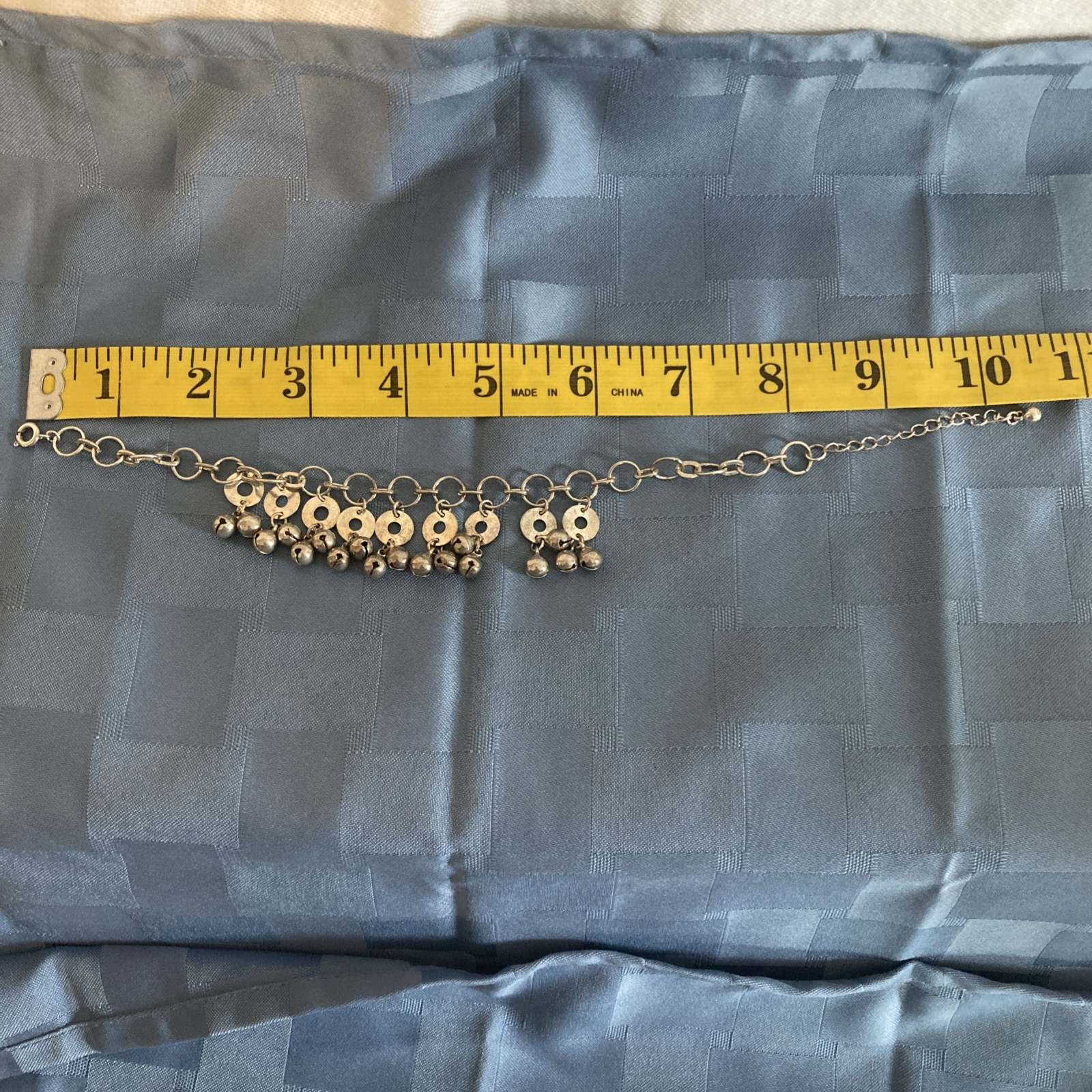 Silver Ball charm Chain Bracelet Spring Ring Clasp 8 Inches