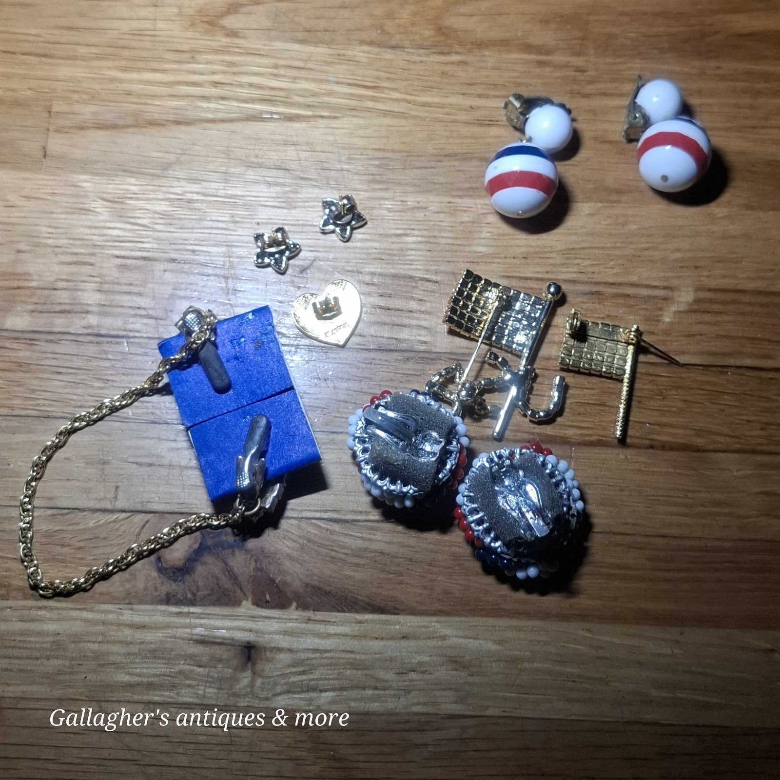 Vintage RED WHITE BLUE American Flag Jewelry Lot Patriotic USA 4th Of July 140