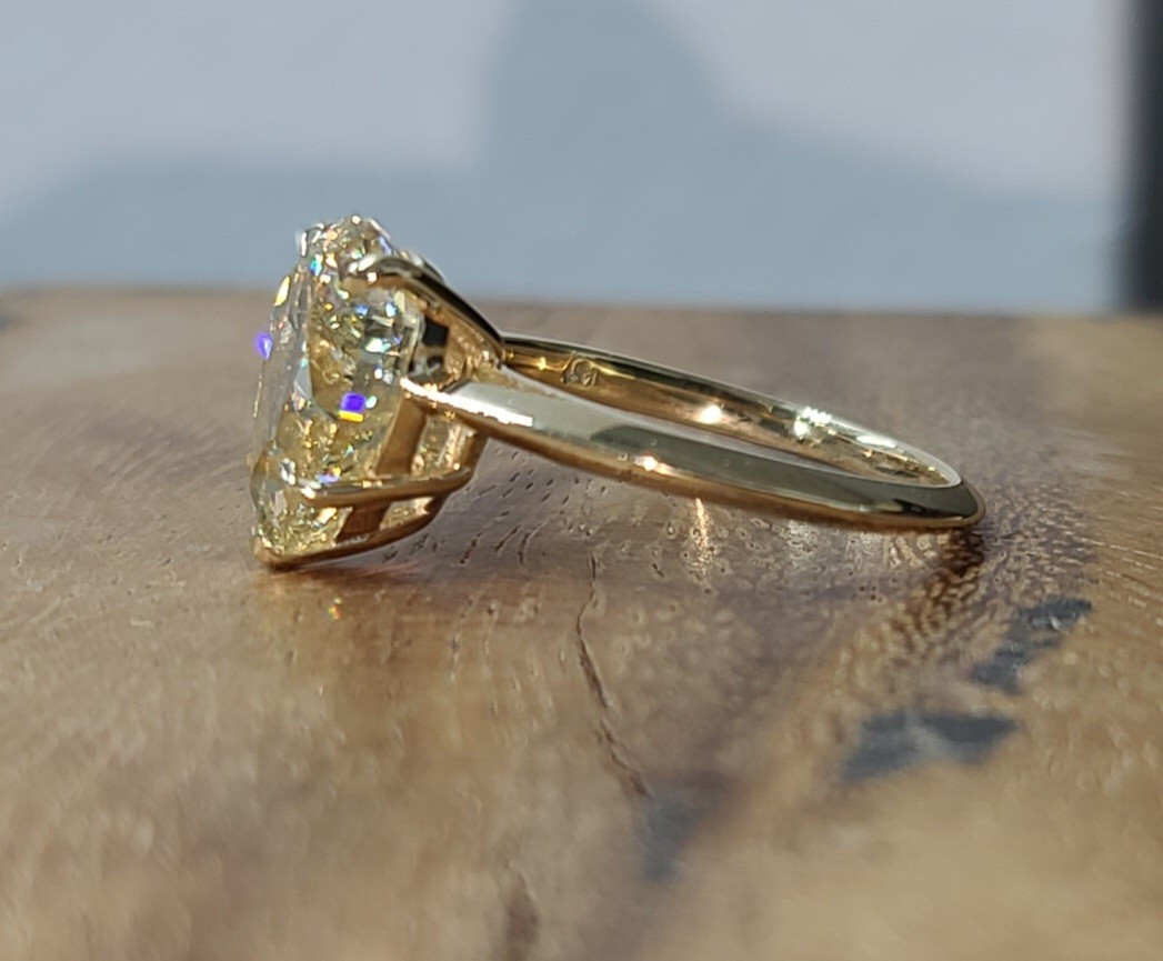 14k Yellow Gold Engagement Ring 3.51CT. Natural Pear cut Yellow Diamond GIA Cert